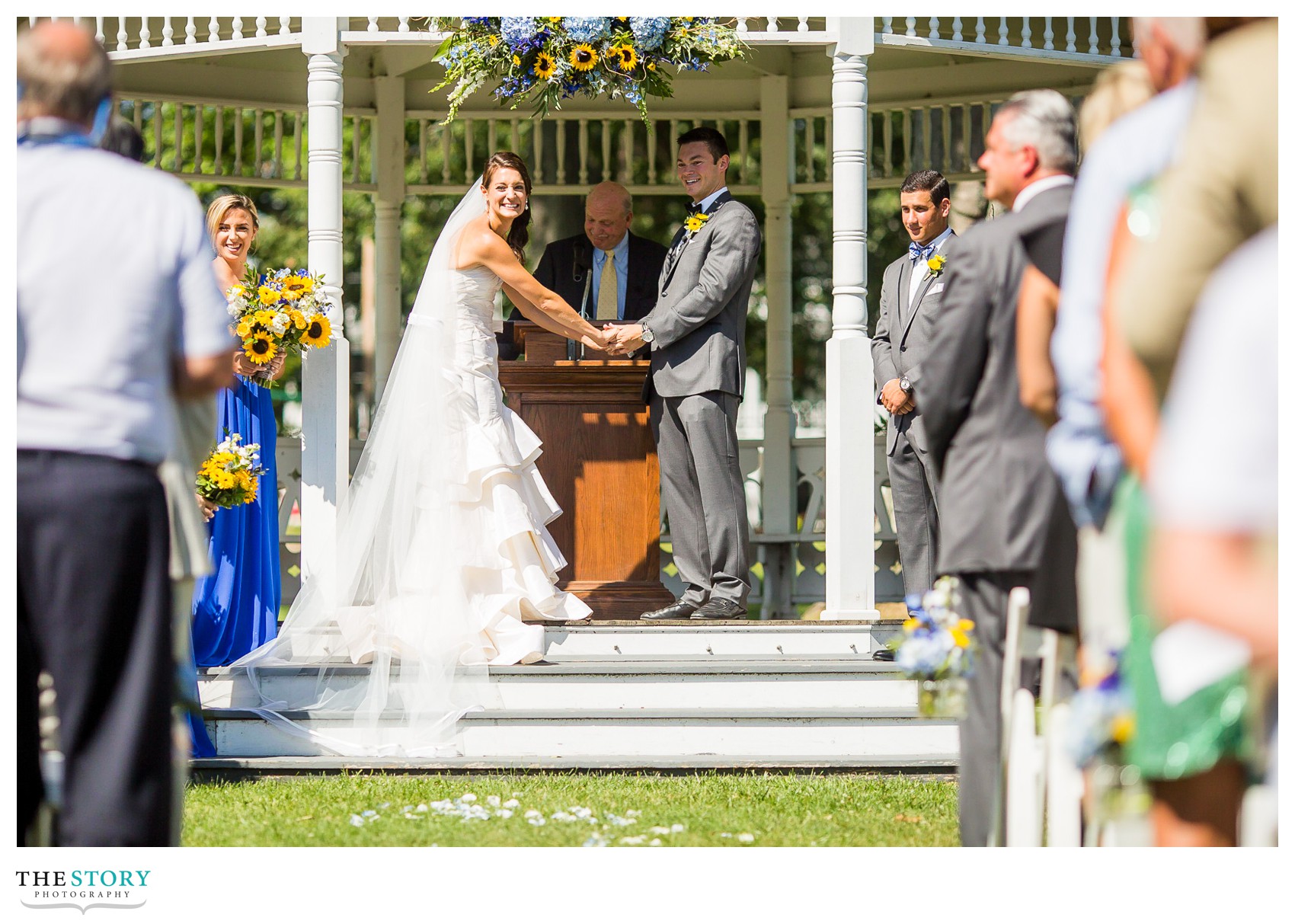 candid moment during Thousand Island Park outdoor wedding ceremony