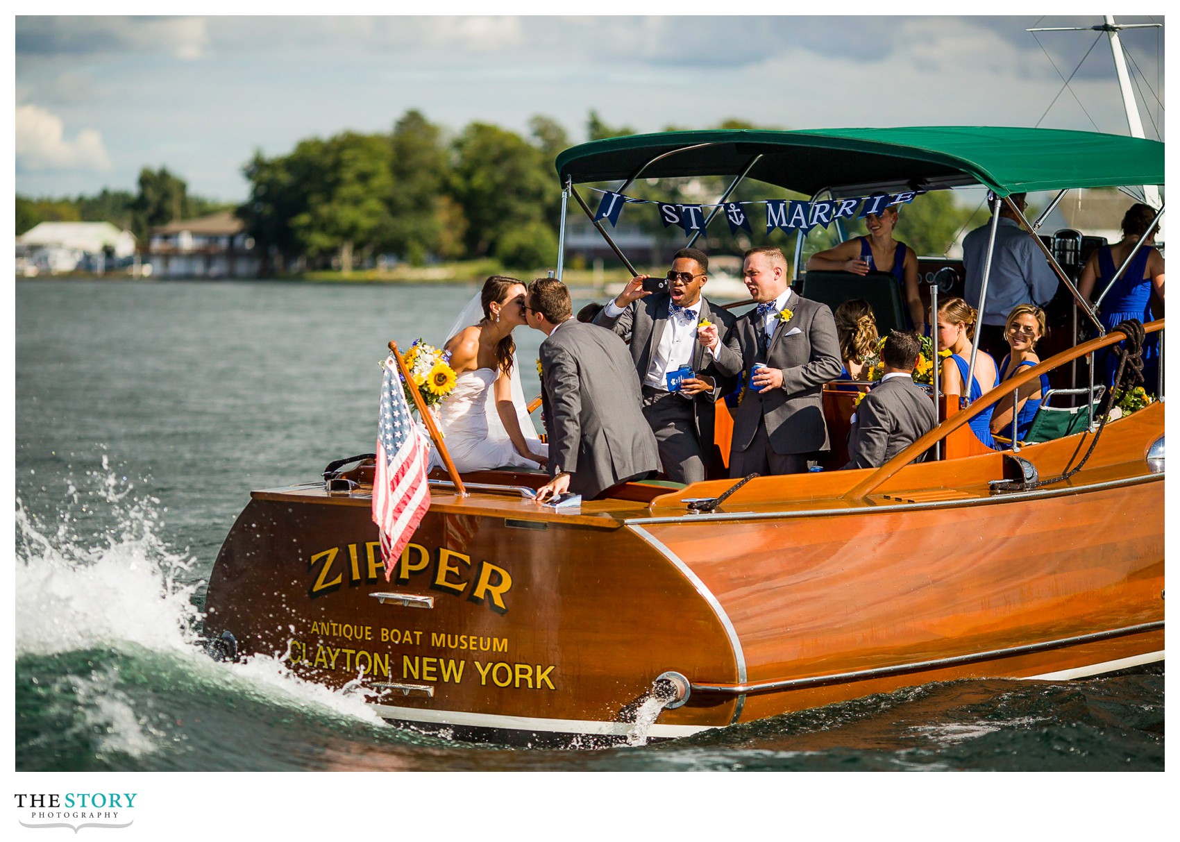 bride and groom ride Zipper from Antique Boat Museum