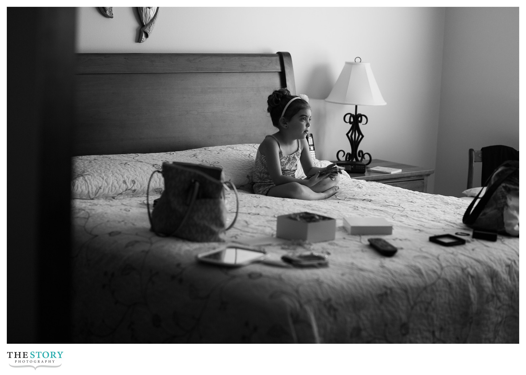 flower girl getting ready on wedding day