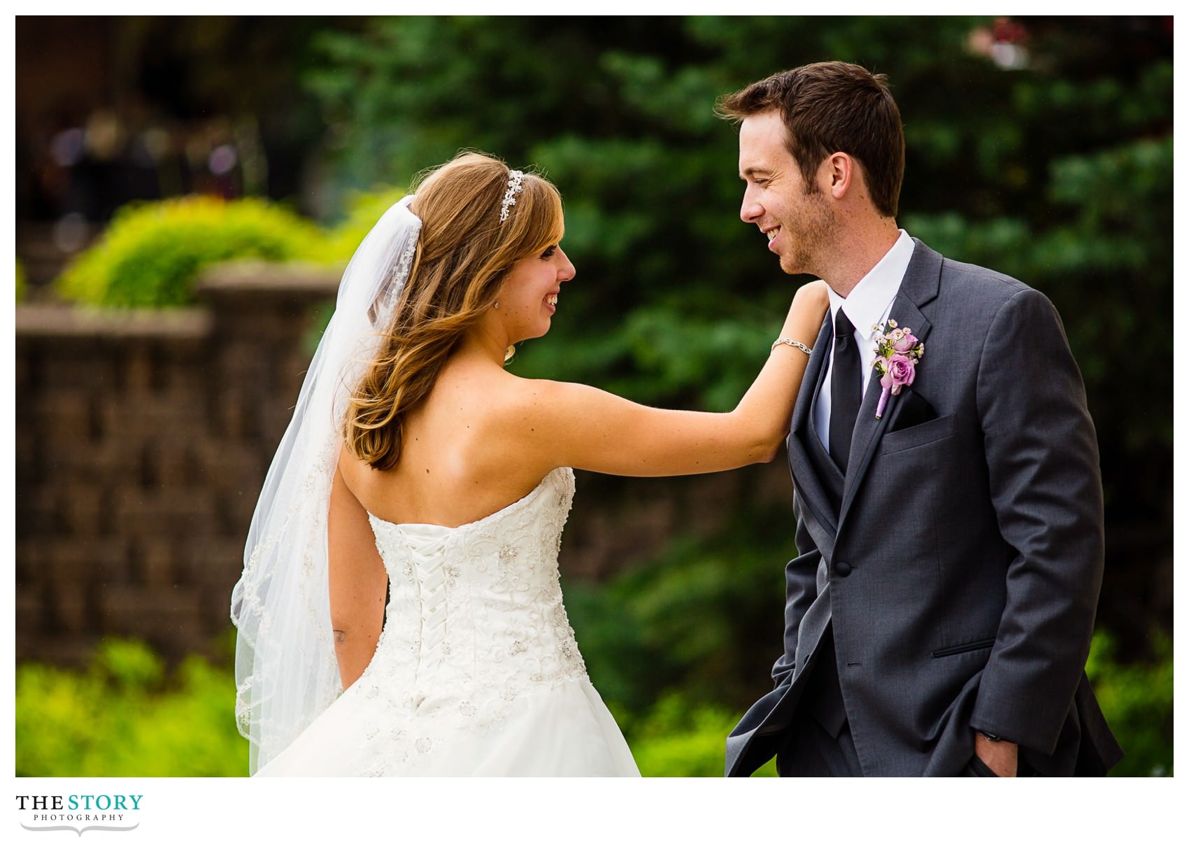 bride and groom portrait at Genesee Grande Hotel