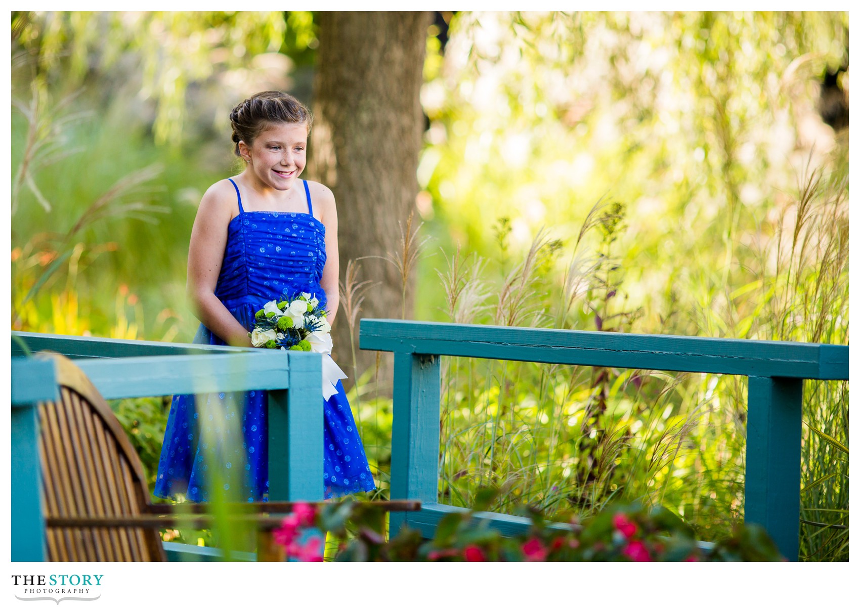 jr. bridesmaid at mirbeau inn outdoor wedding in Skaneateles