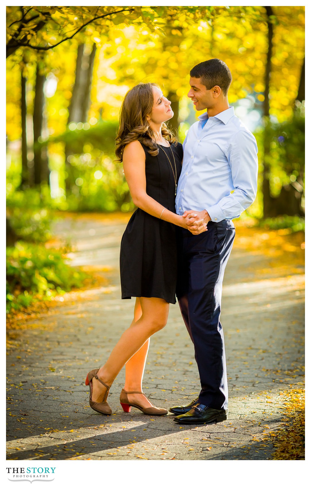 Fall engagement photo in NYC