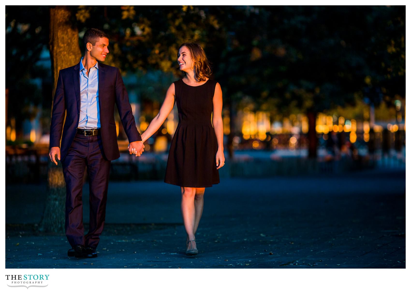 engagement photos at North Cove Marina Manhattan