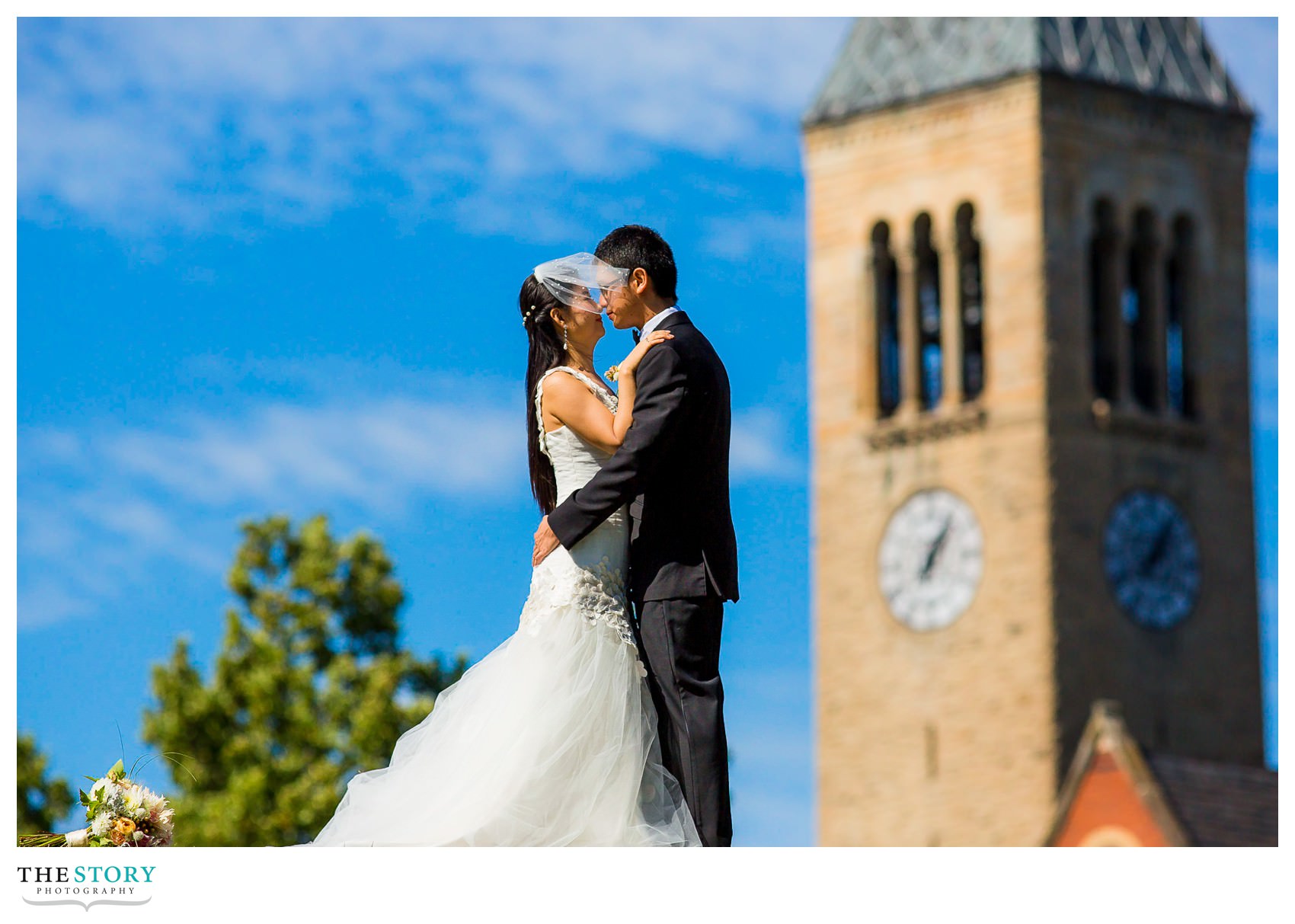 Cornell University wedding photos McGraw Tower