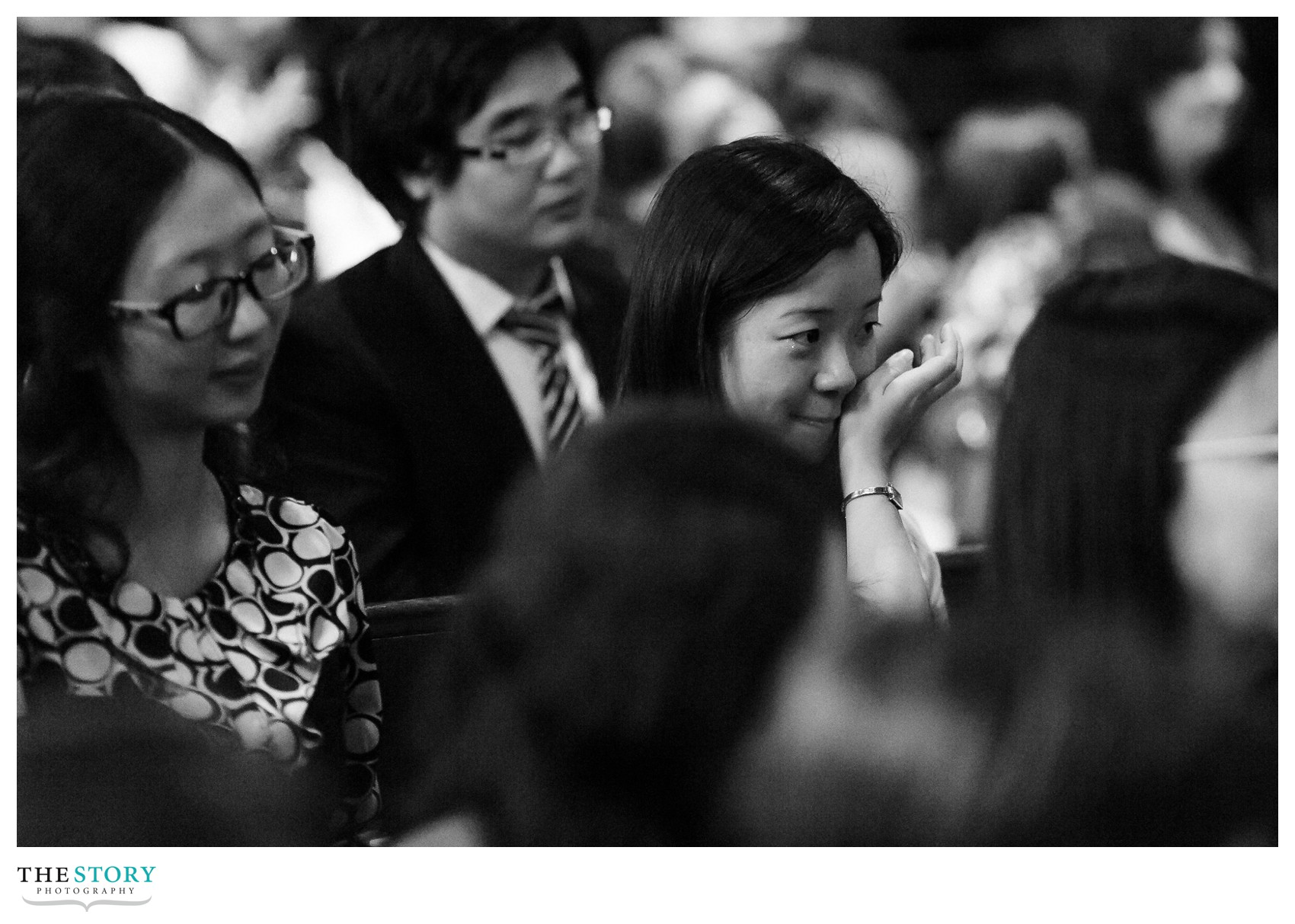 guest crying during wedding at Cornell's Sage Chapel