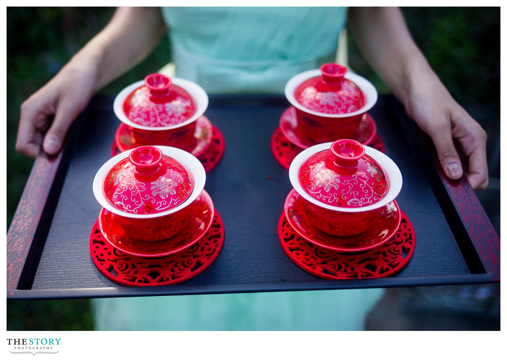 tea set for Chinese wedding tea ceremony at Cornell University
