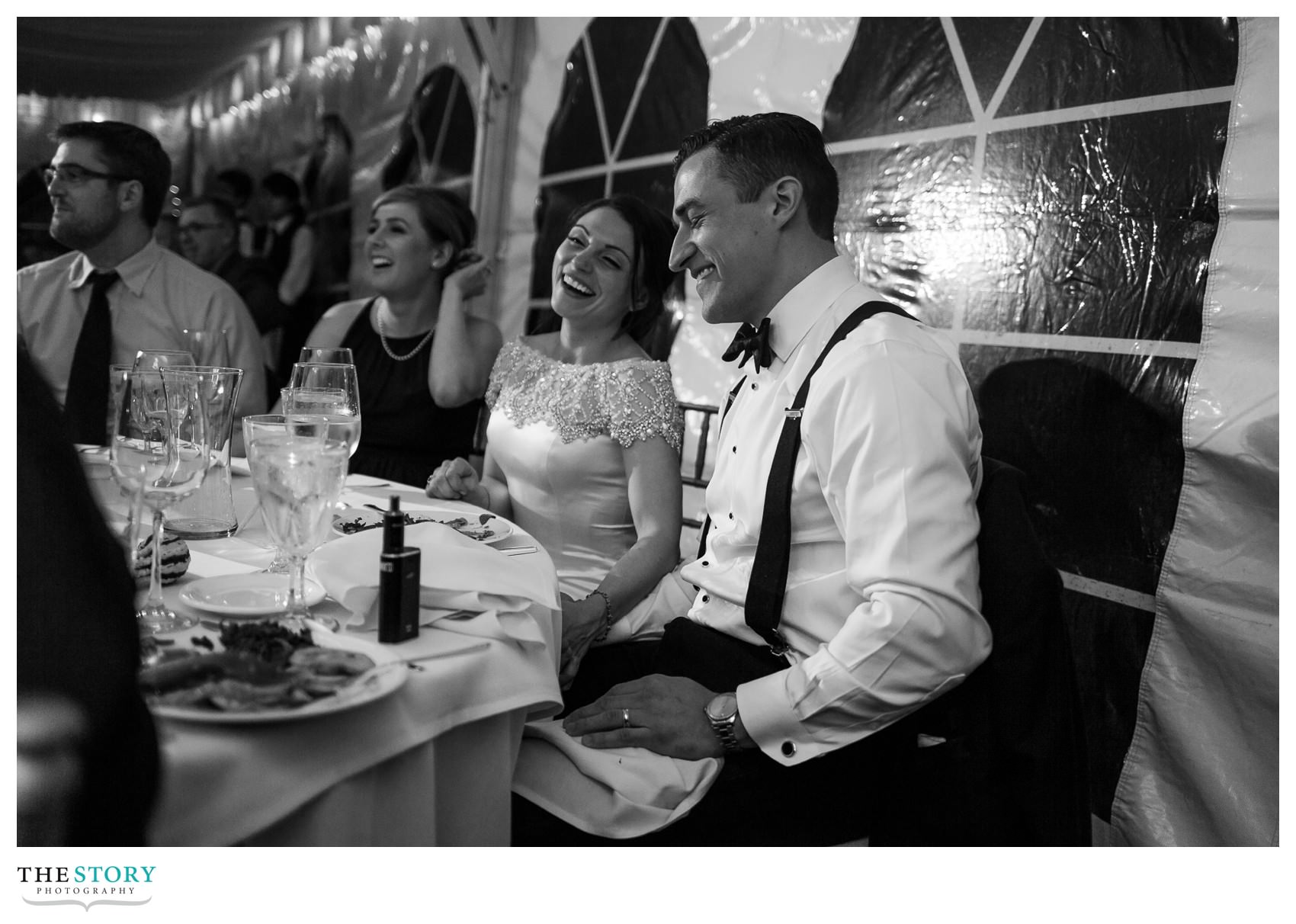 bride and groom reaction to speech 