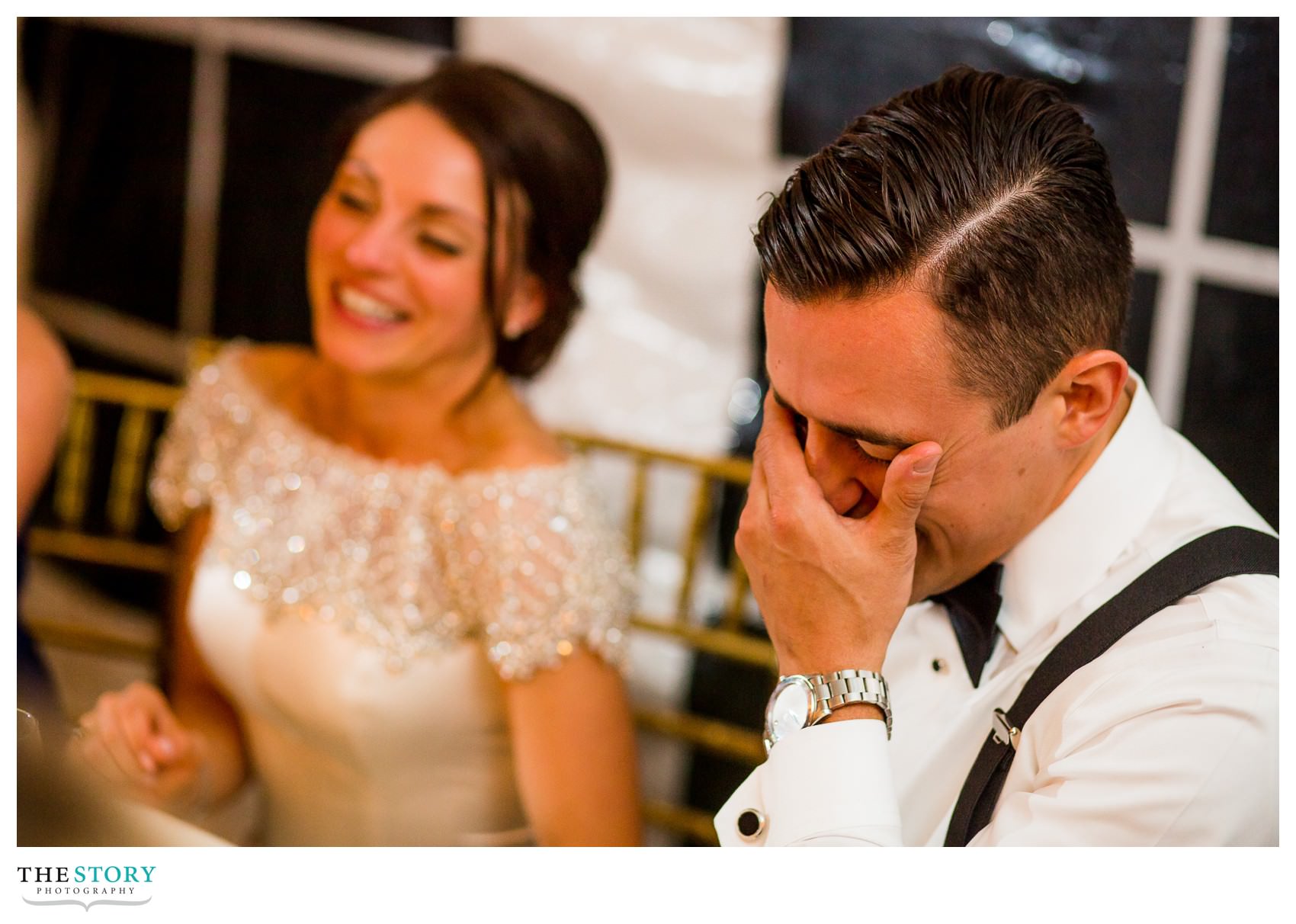 groom reacts to best man speech