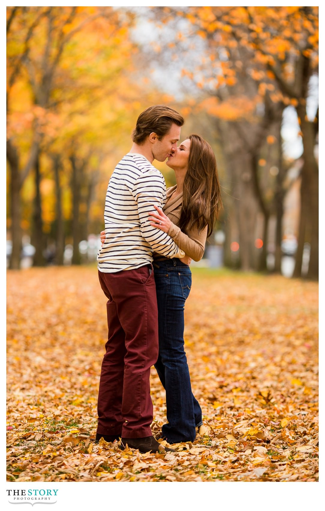 fall engagement photos at Commonwealth Ave.