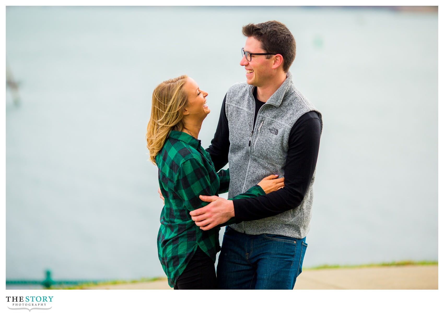 candid Boston engagement photography on Castle Island