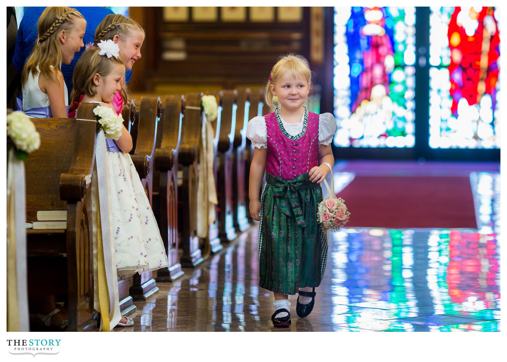 german flower girl at Syracuse Sacred Heart basilica