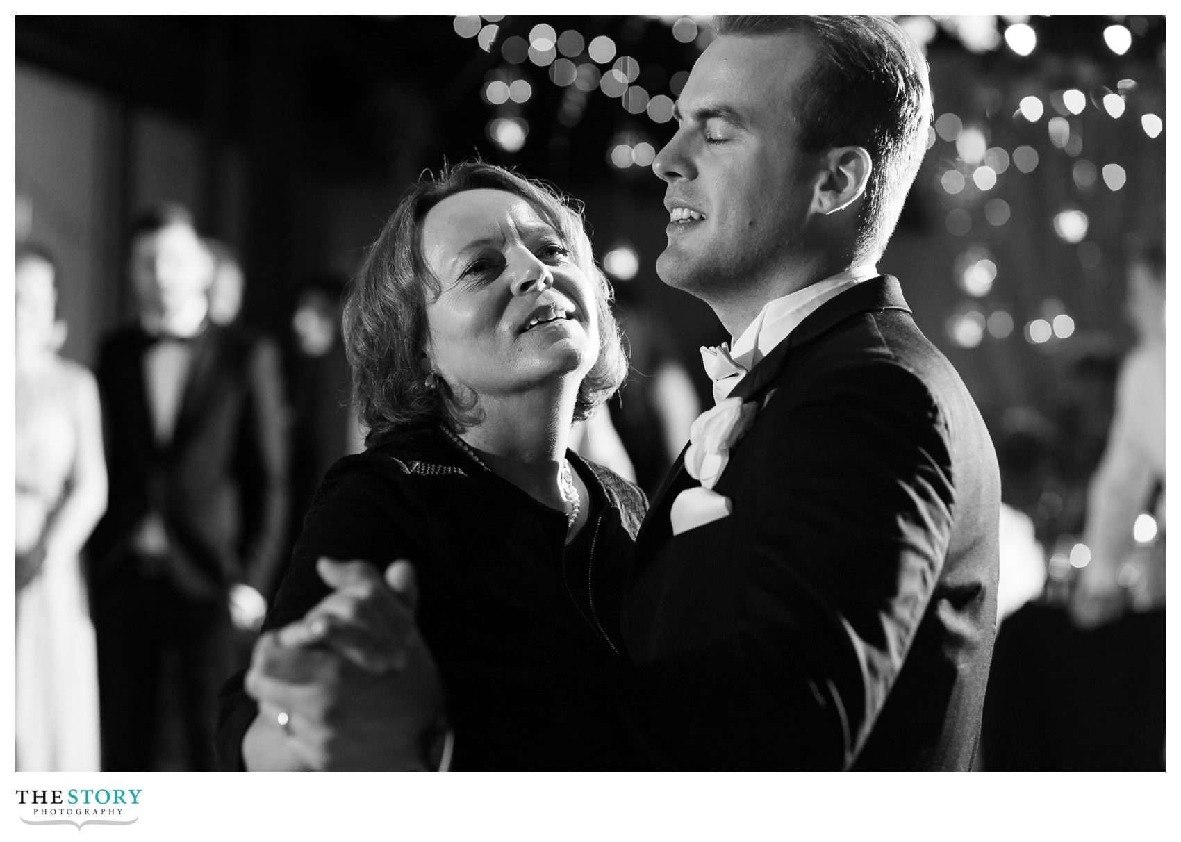 groom and mother dance at Sky Armory reception