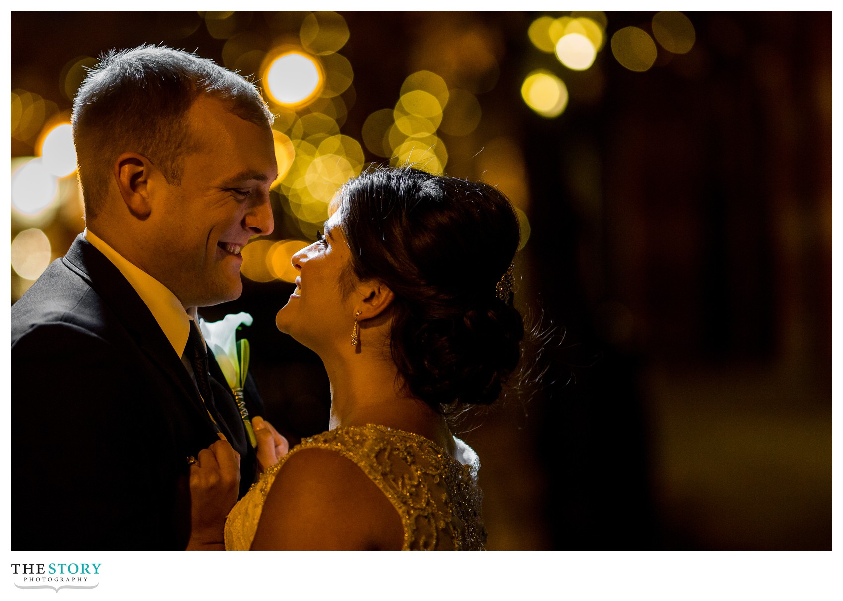 Armory Square Syracuse wedding photos at night