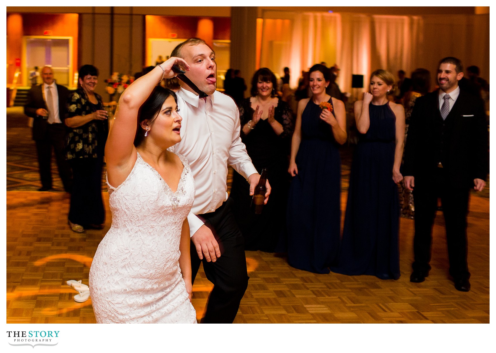 bride and groom enjoy wedding reception at oncenter