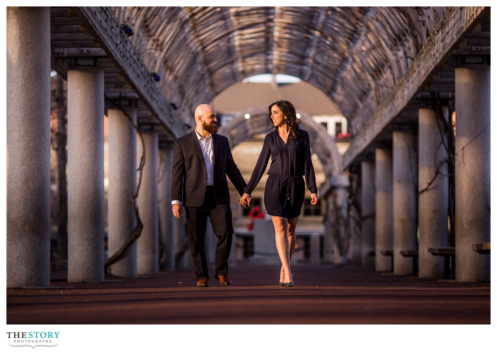 Boston's Christopher Columbus Park engagement photos