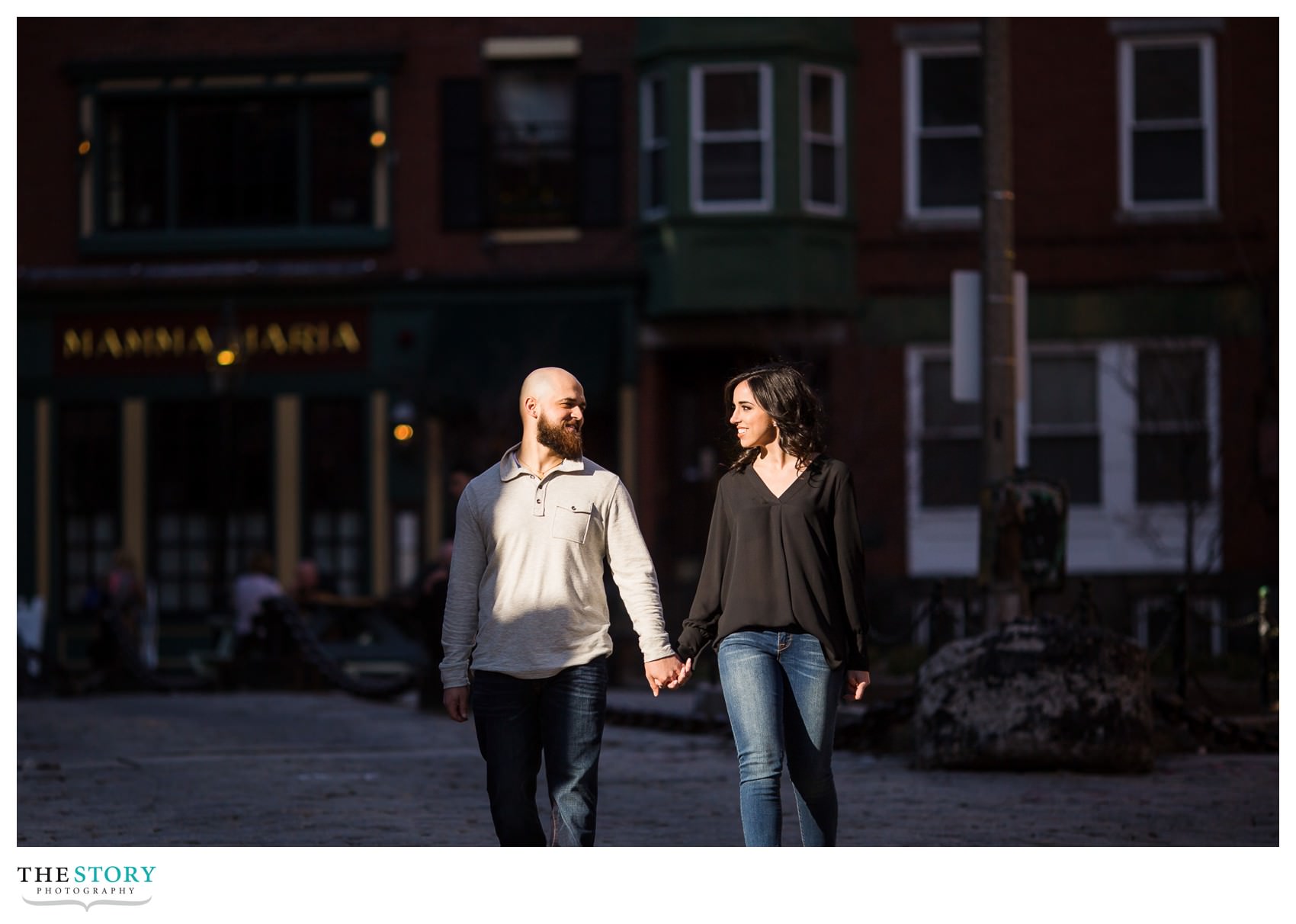 engagement photos near Paul Revere House in the North End
