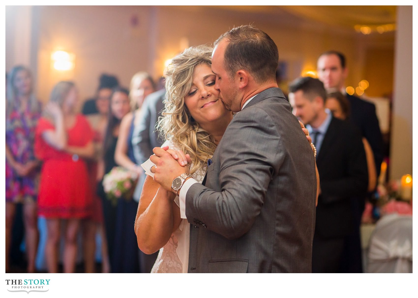 groom dances with his mother at Queensbury wedding reception