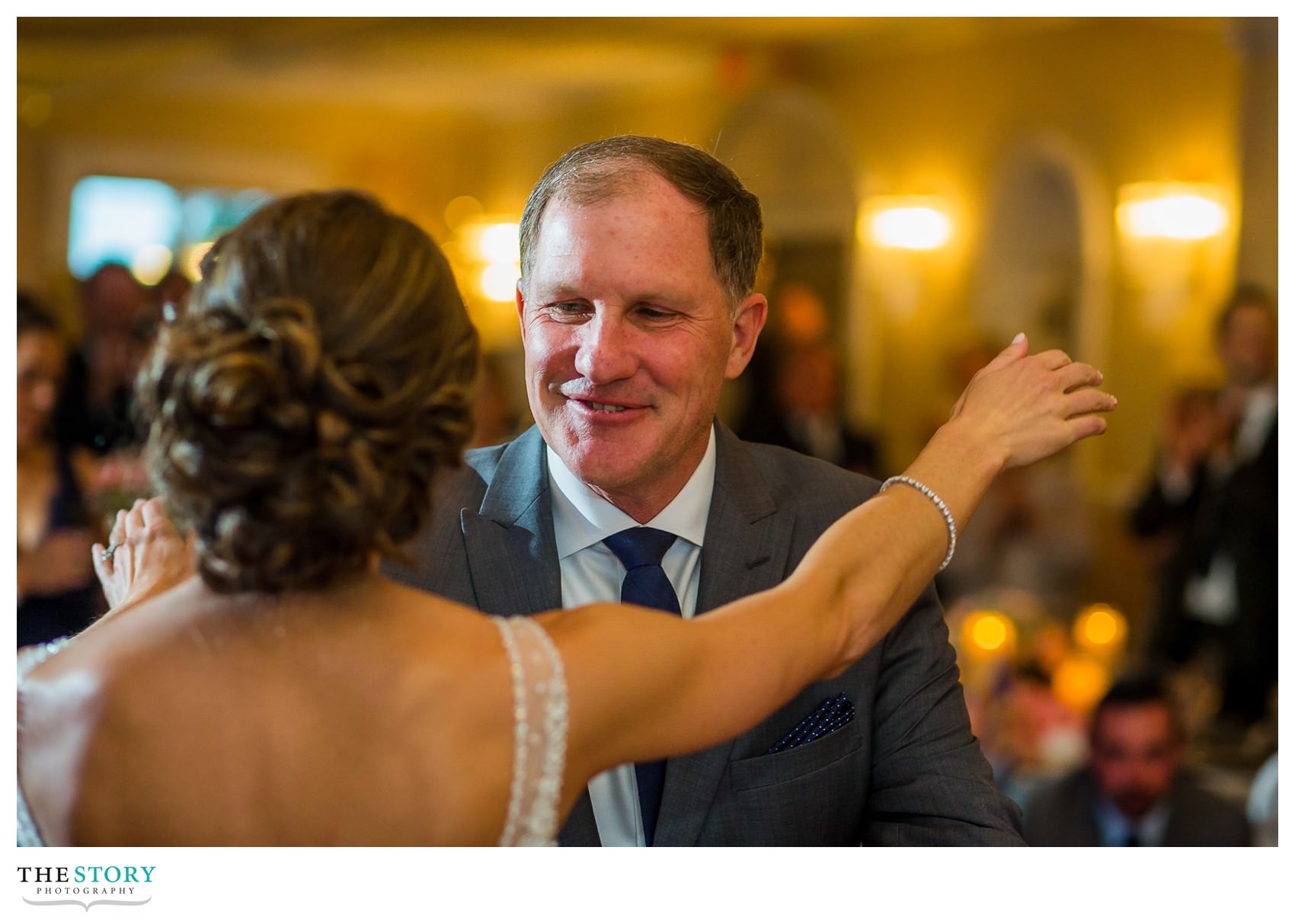 bride dances with father at Hiland Park wedding reception