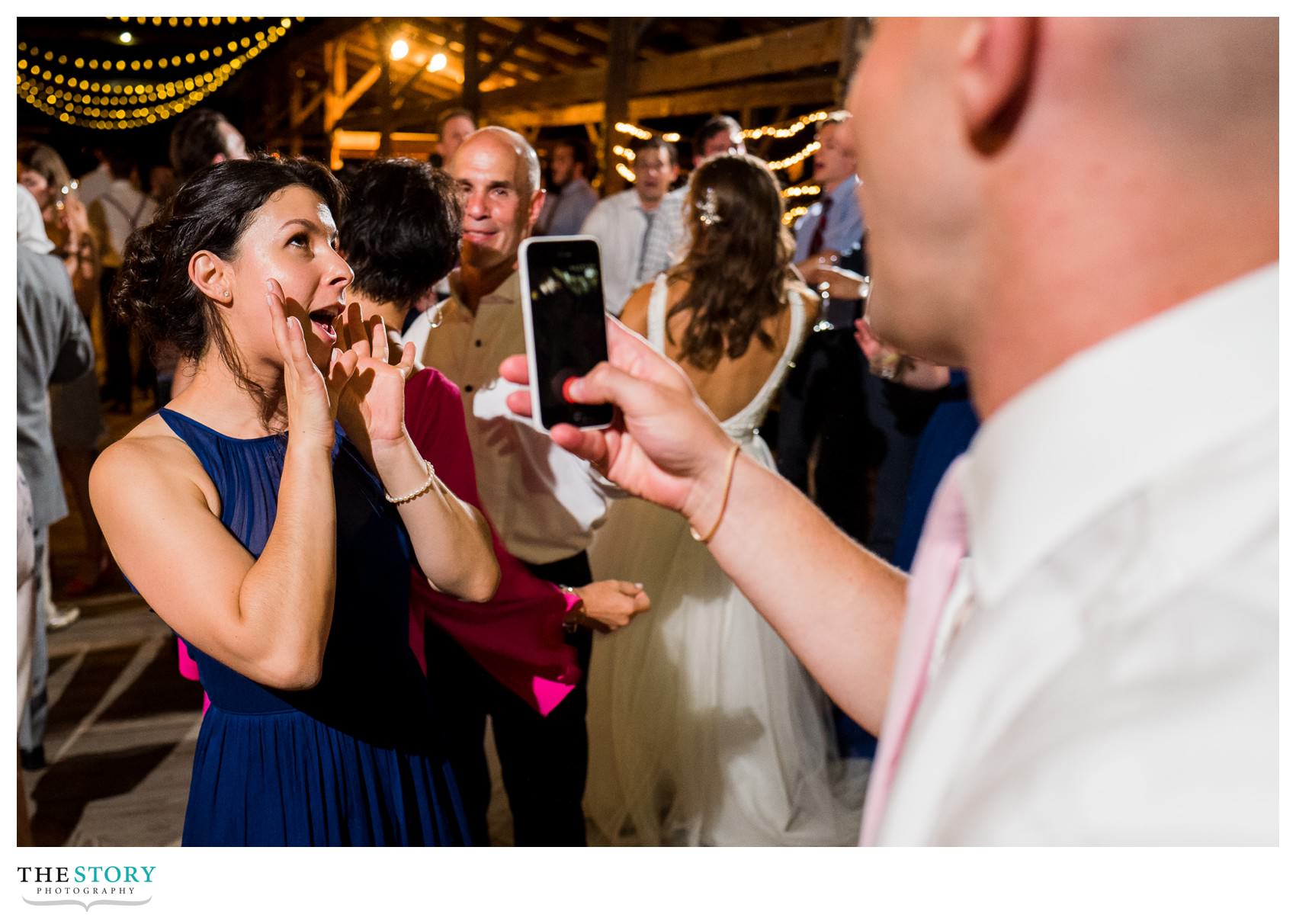 having fun at Ithaca wedding reception at Farmers Market