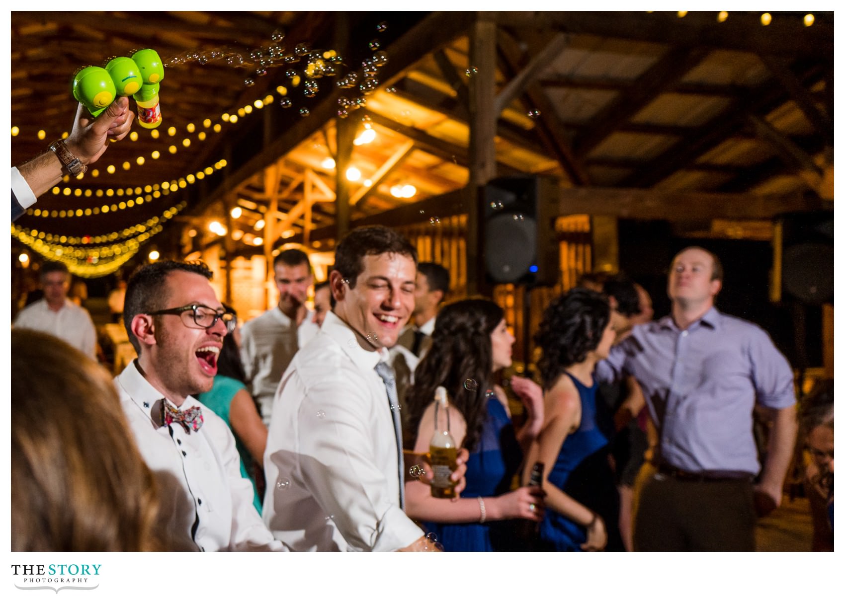 bubble gun at Ithaca wedding reception