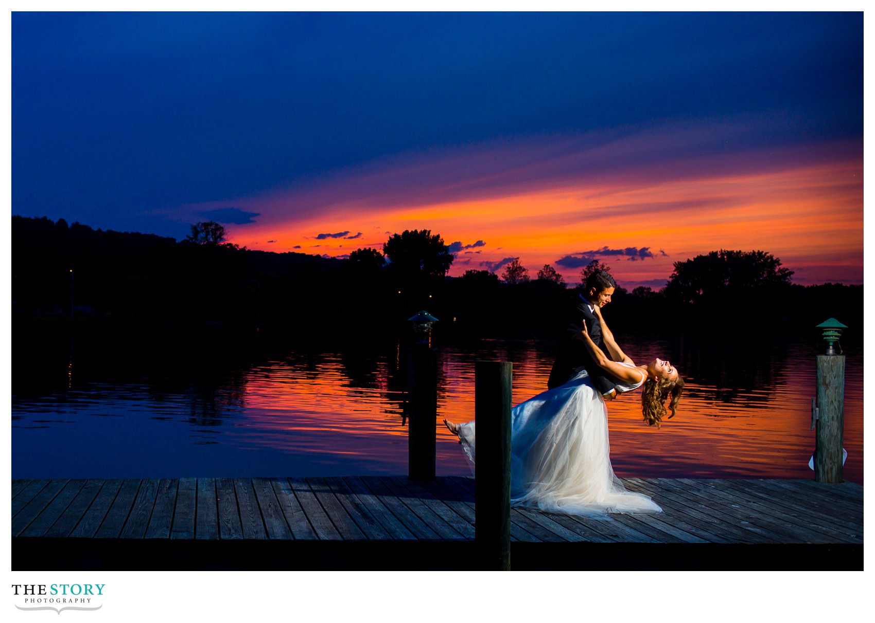 creative sunset photography at Ithaca Farmers Market wedding reception