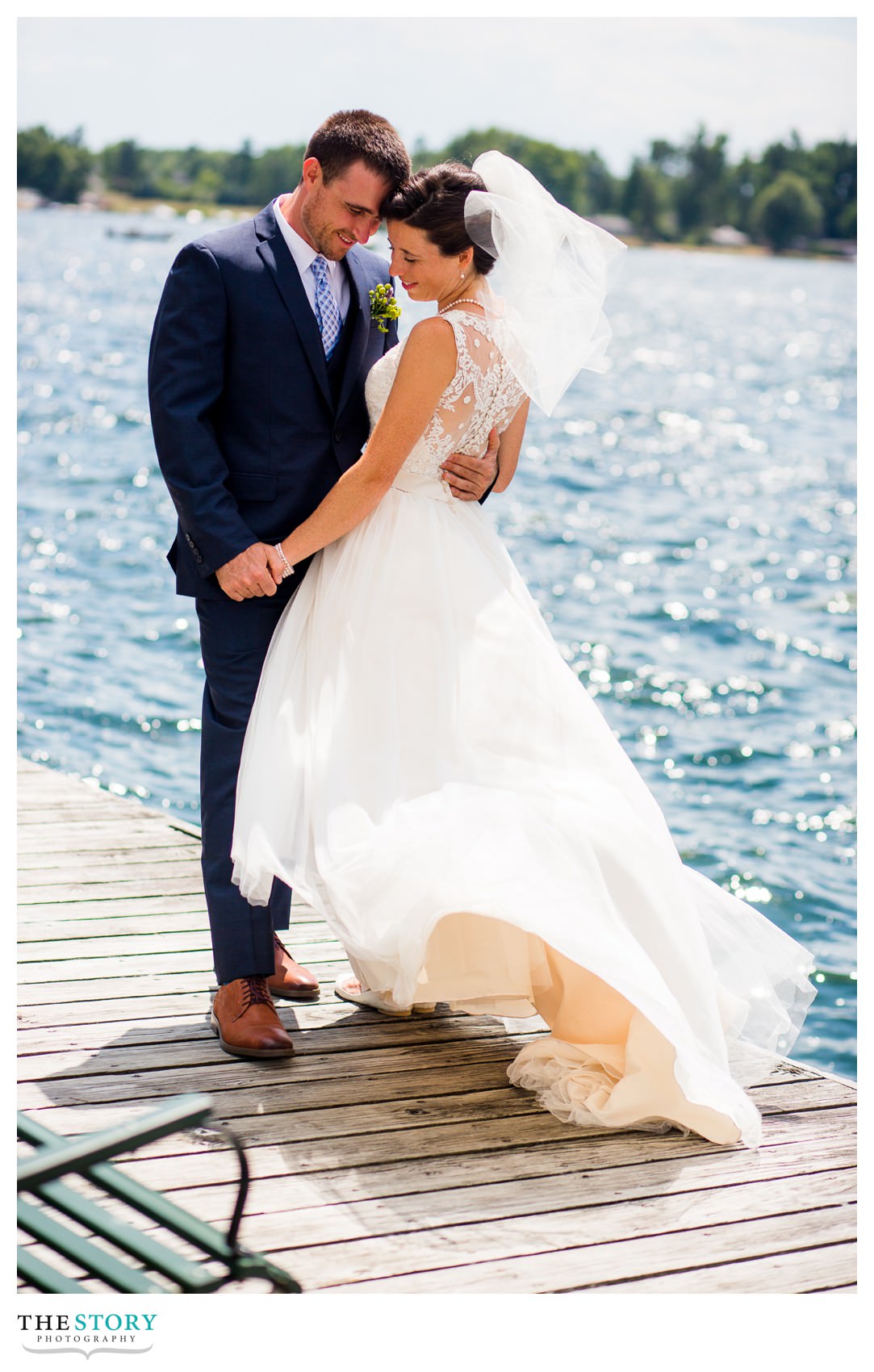 bride and groom on St. Lawrence River