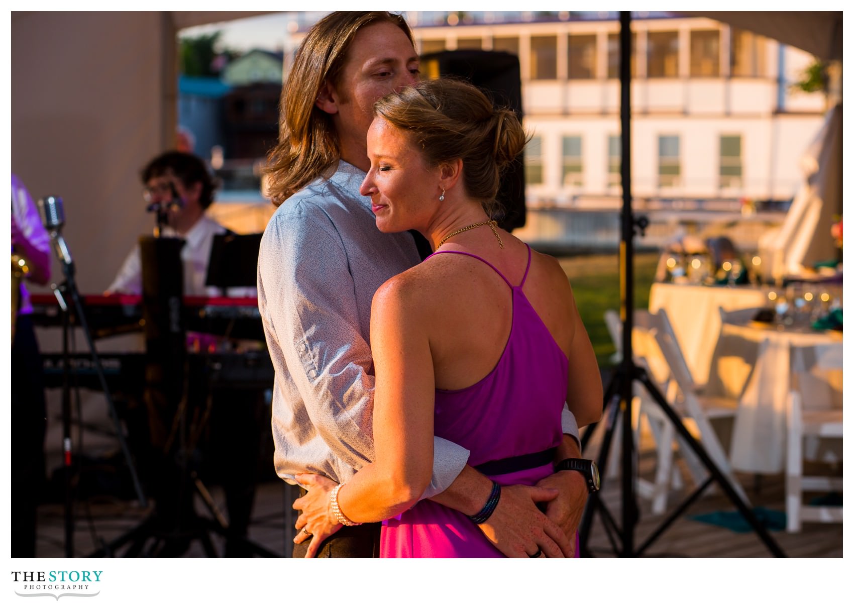 wedding guests dancing at river wedding in Clayton