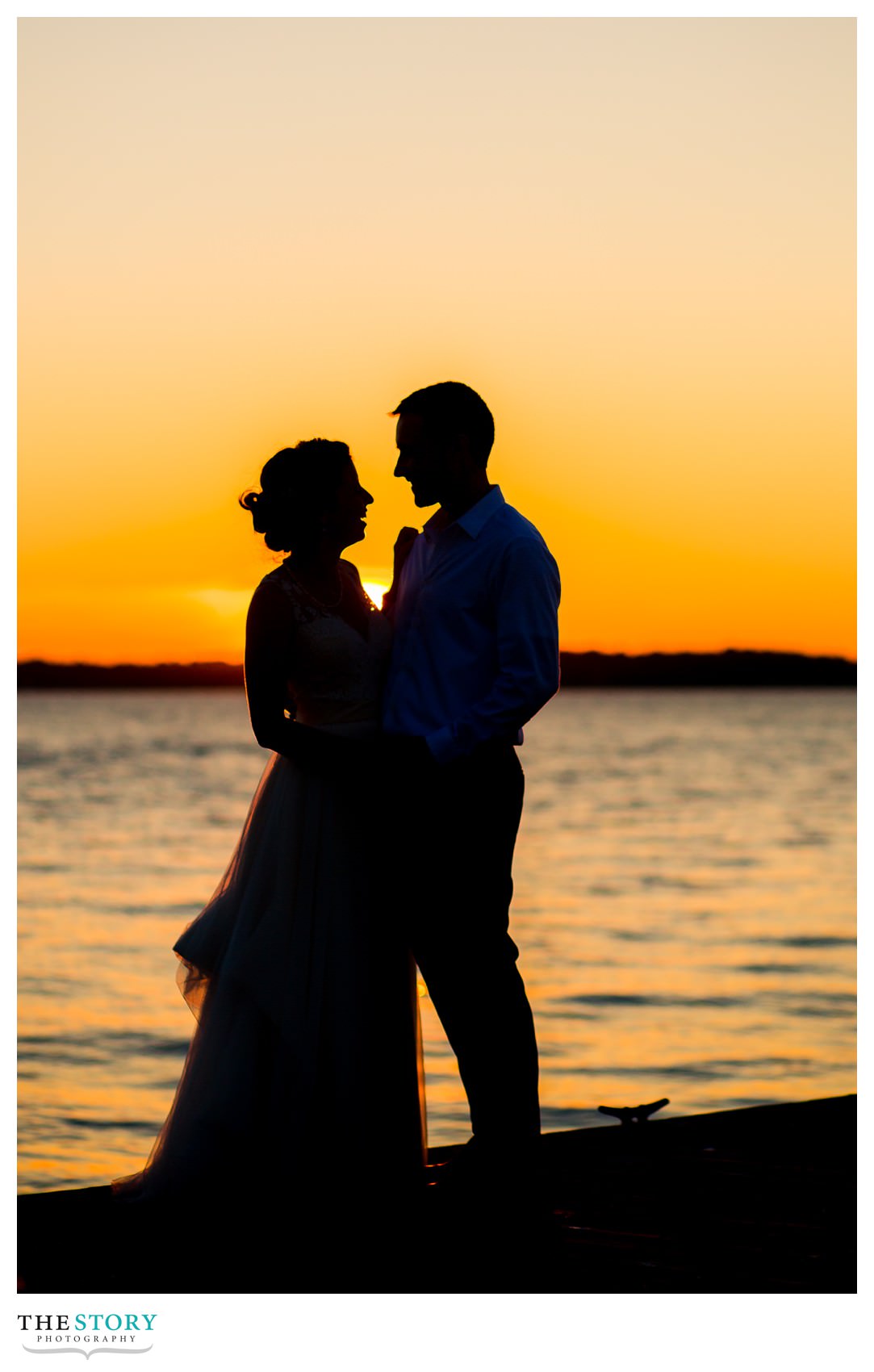 sunset wedding photo on St. Lawrence river