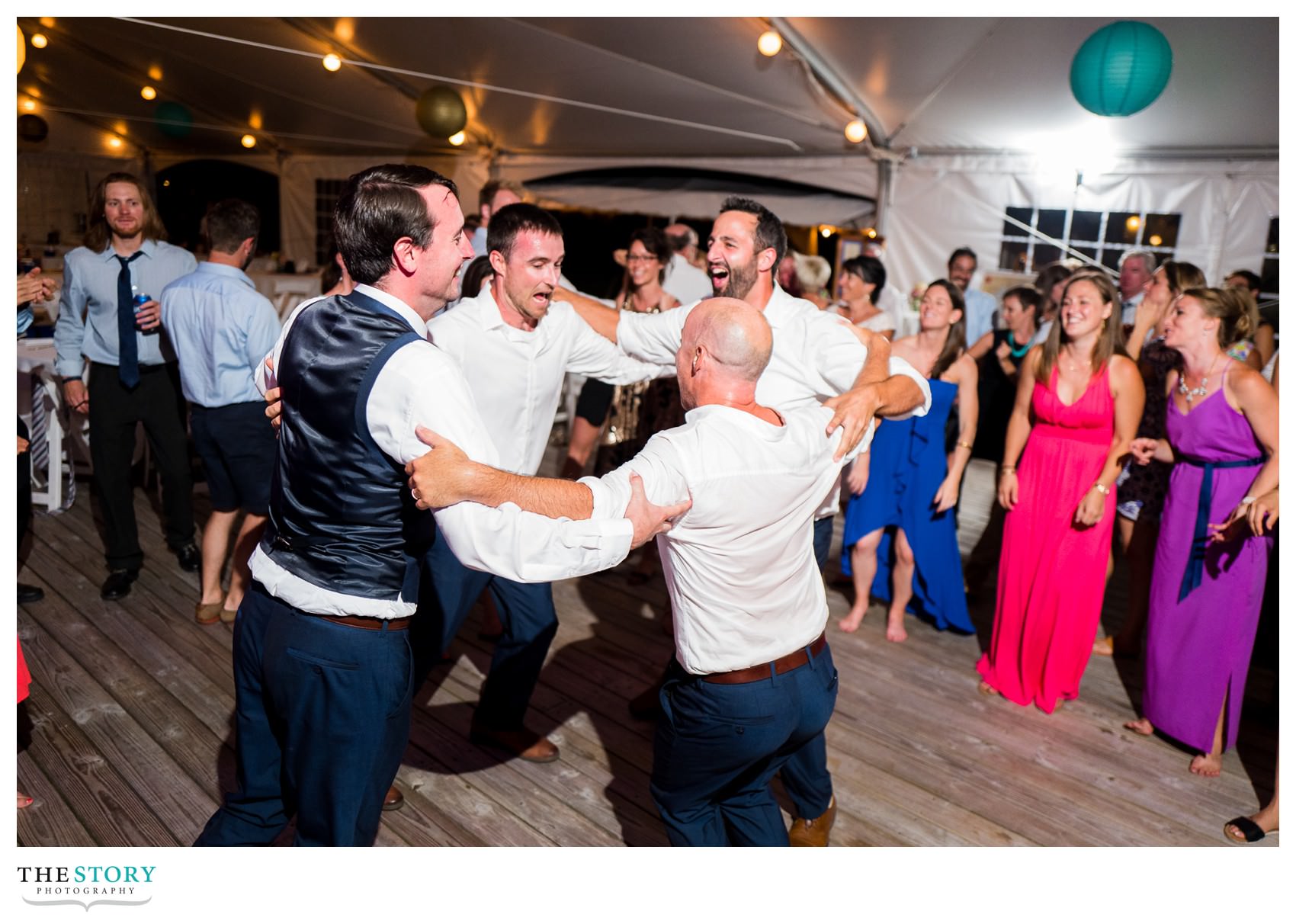 1000 islands tent wedding reception at antique boat museum