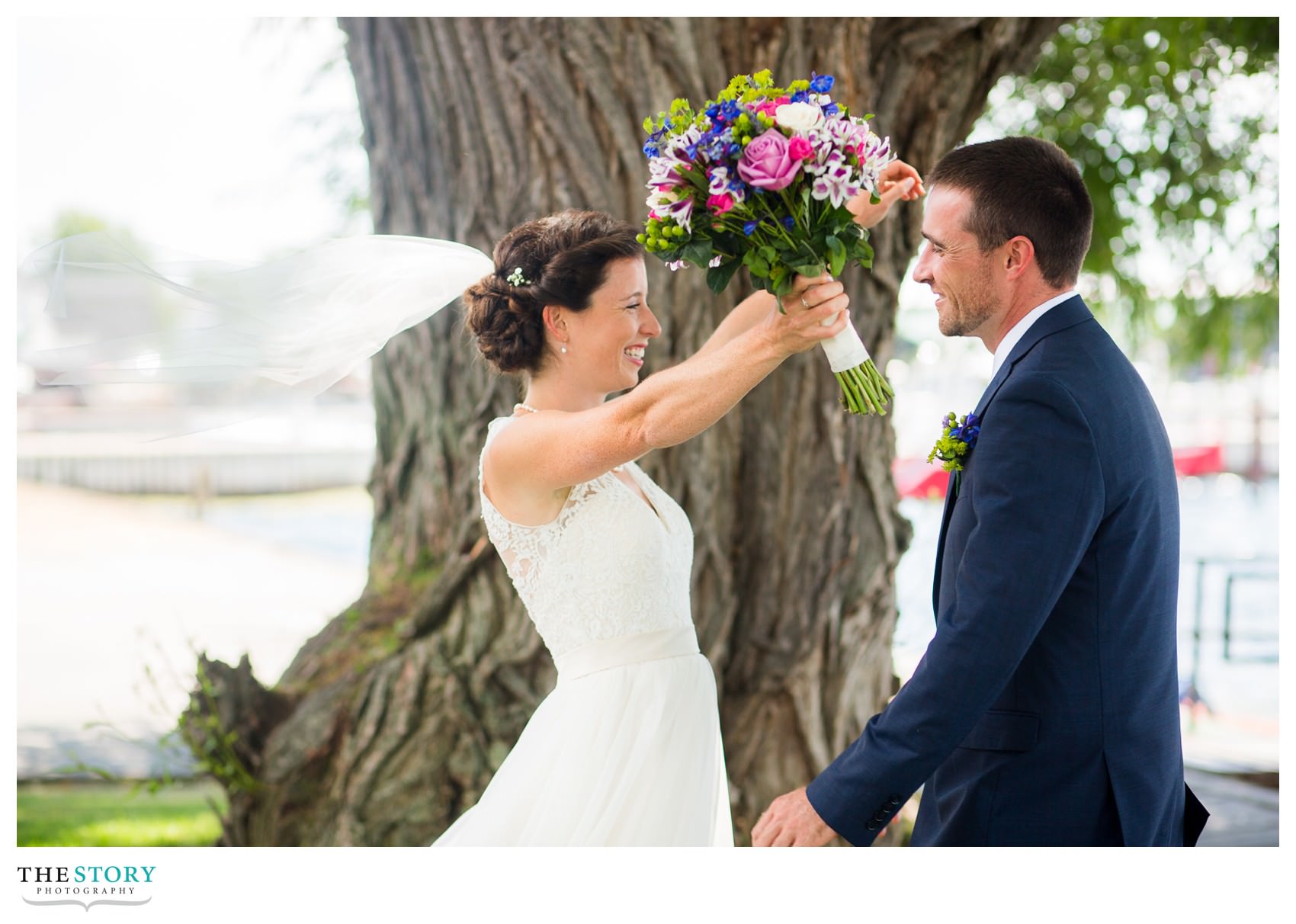 wedding day photos at Clayton Antique Boat Museum