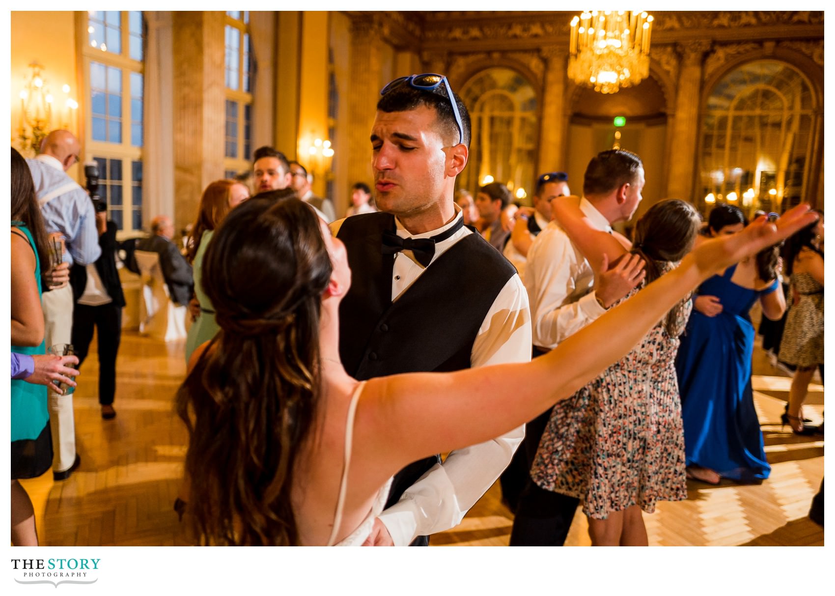 bride and groom dance at Marriott Syracuse Downtown wedding reception