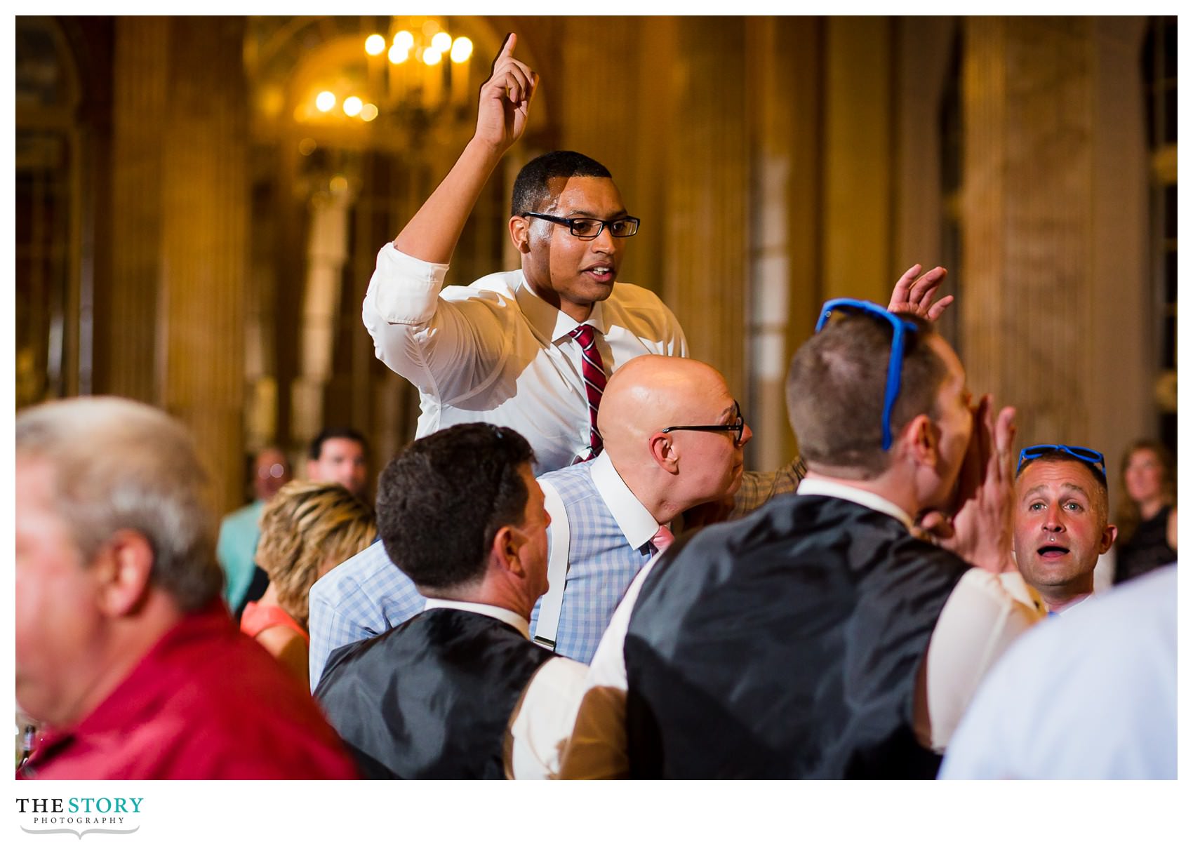 wedding photography at fun Marriott Syracuse Downtown wedding