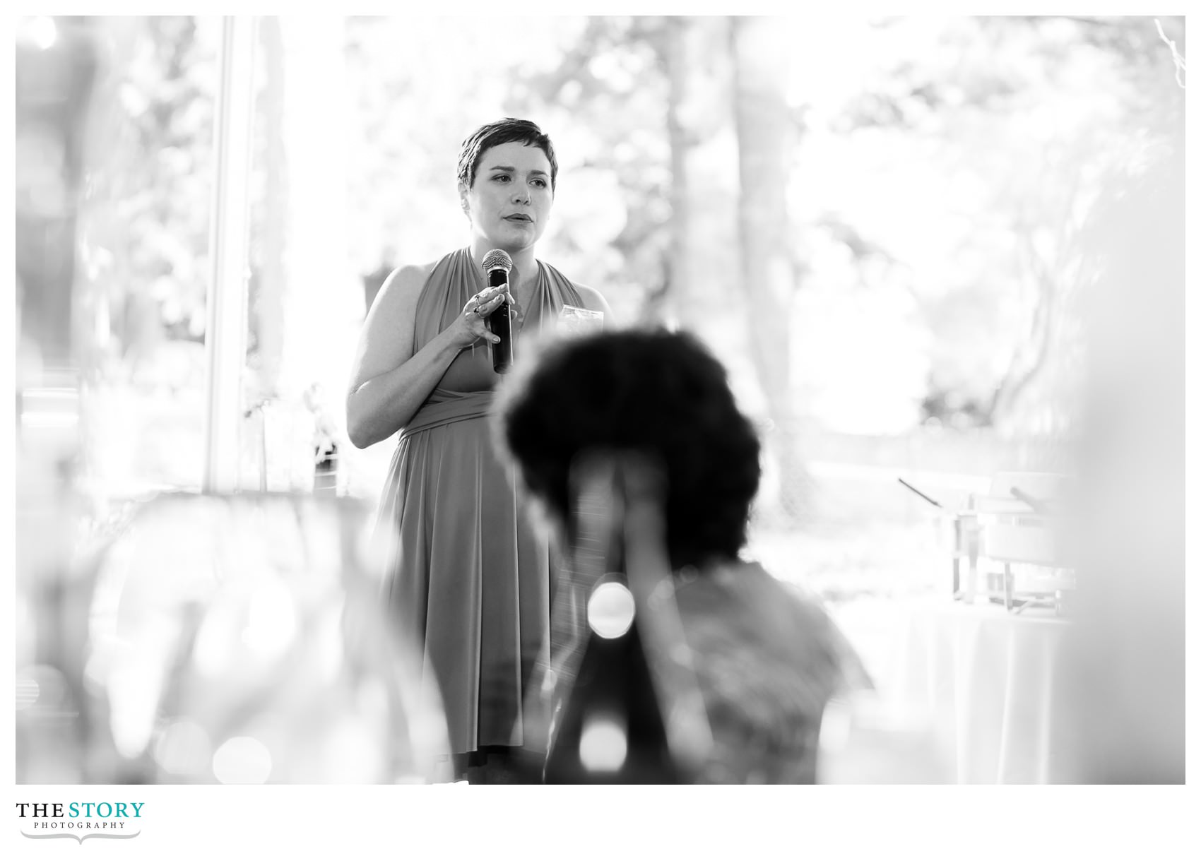 bridesmaid toast at Skaneateles outdoor wedding