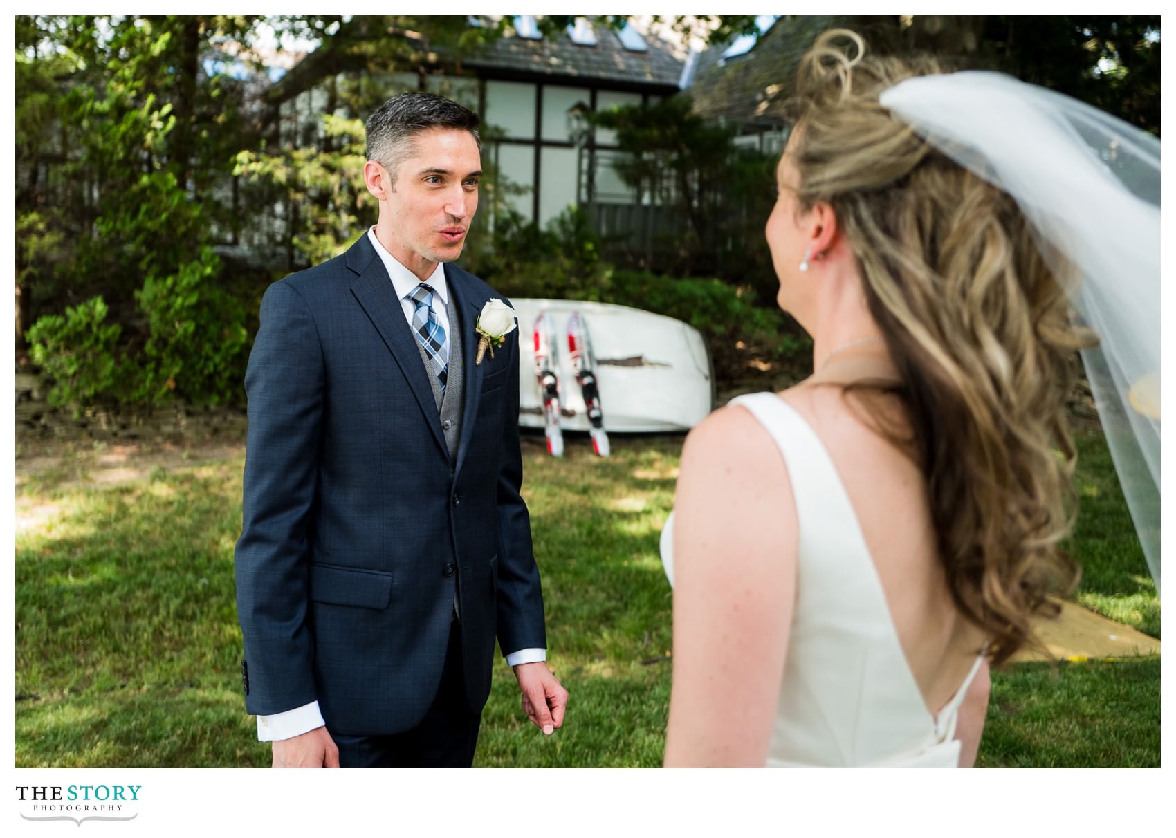 grooms reaction to seeing his bride for the first time on the wedding day