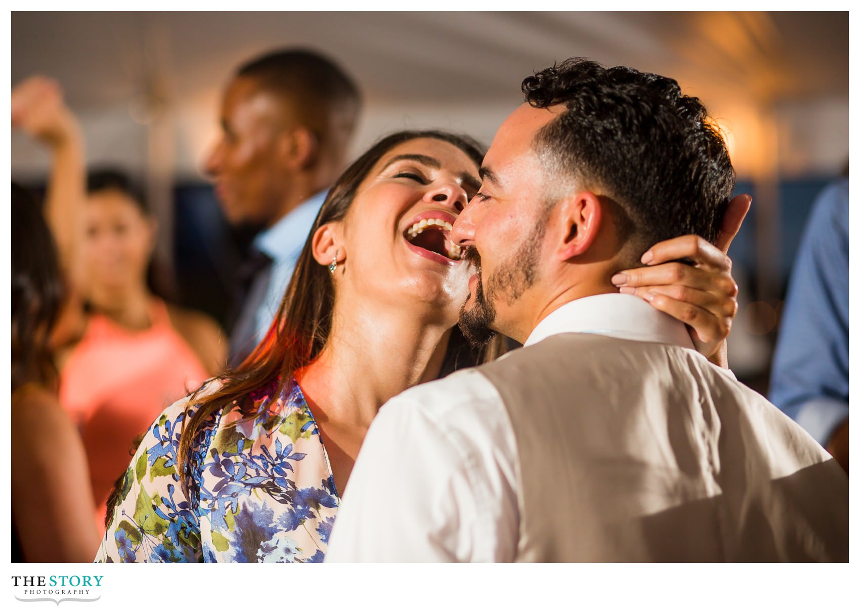 wedding guests enjoy the party at casa blanca on cherry island wedding