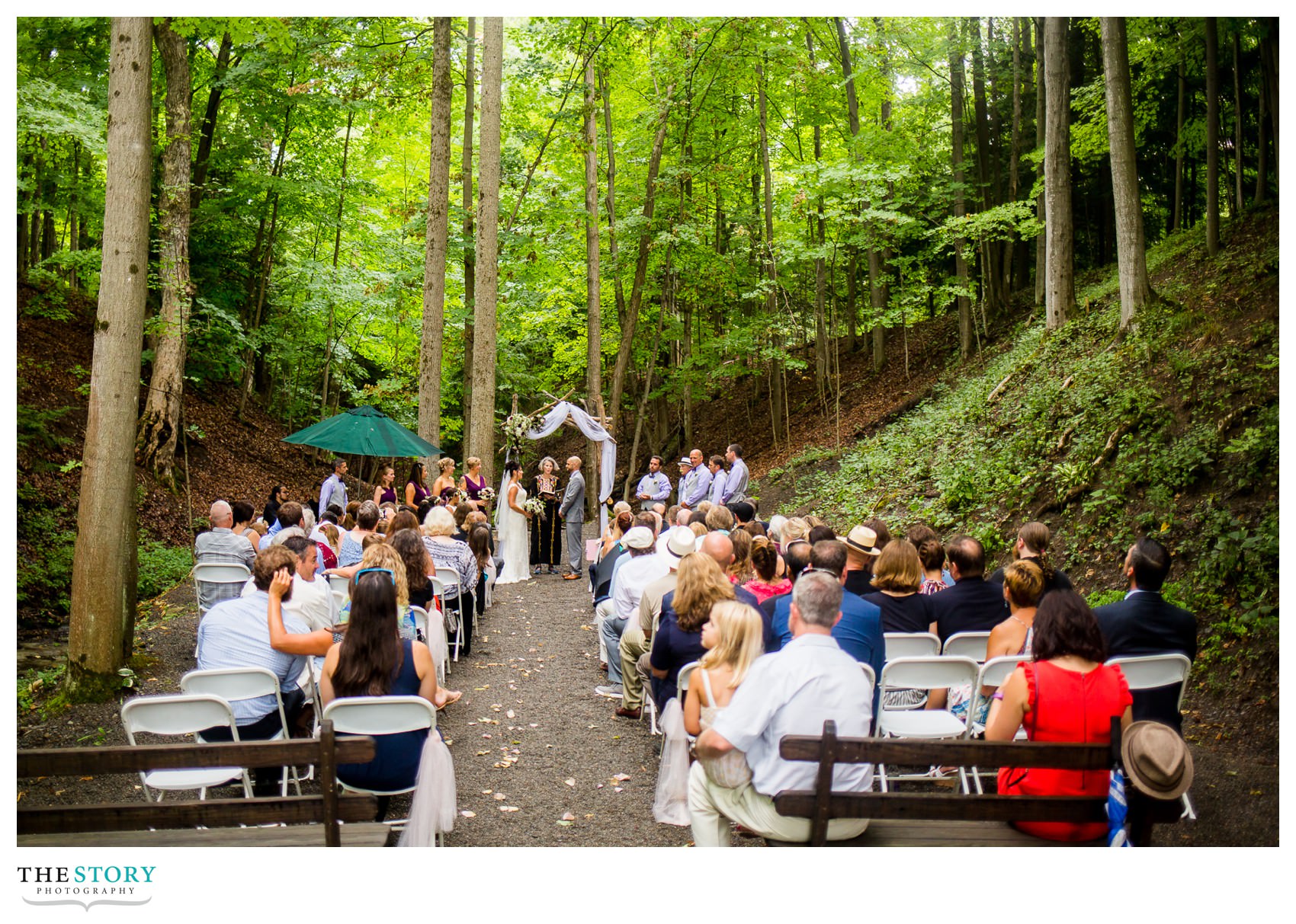 wedding ceremony in the woods at New Park Ithaca