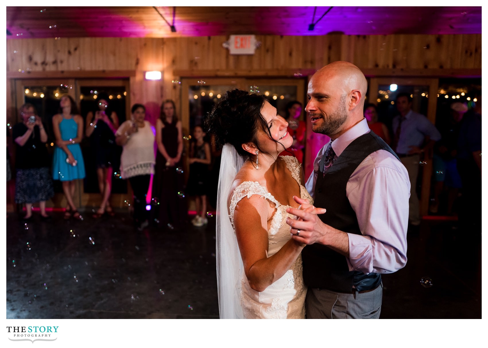 bride and groom dance at Ithaca wedding reception