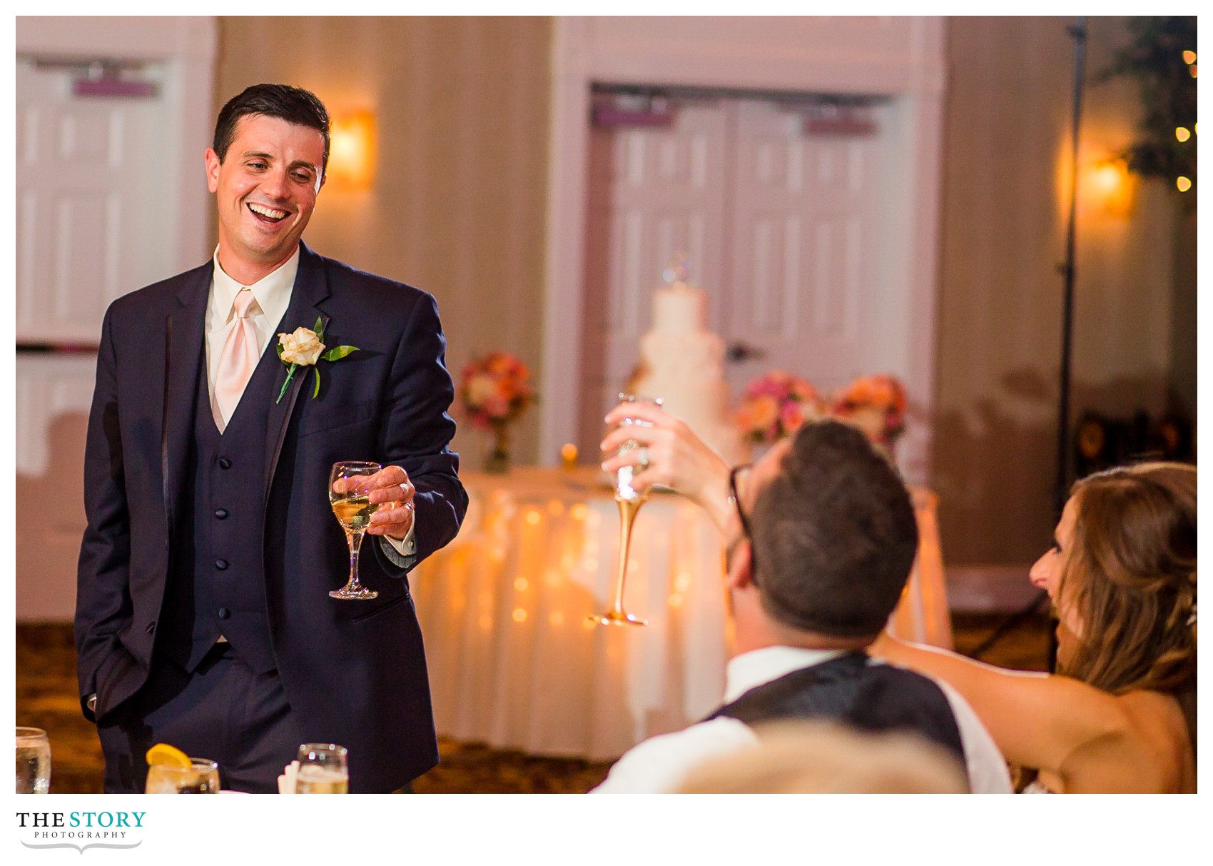 best man gives speech at Watkins Glen wedding