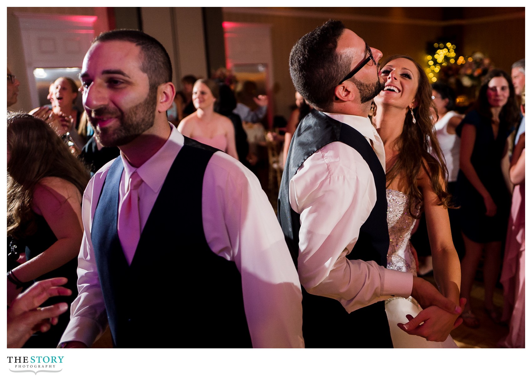 Bride and groom enjoy their wedding reception in Watkins Glen