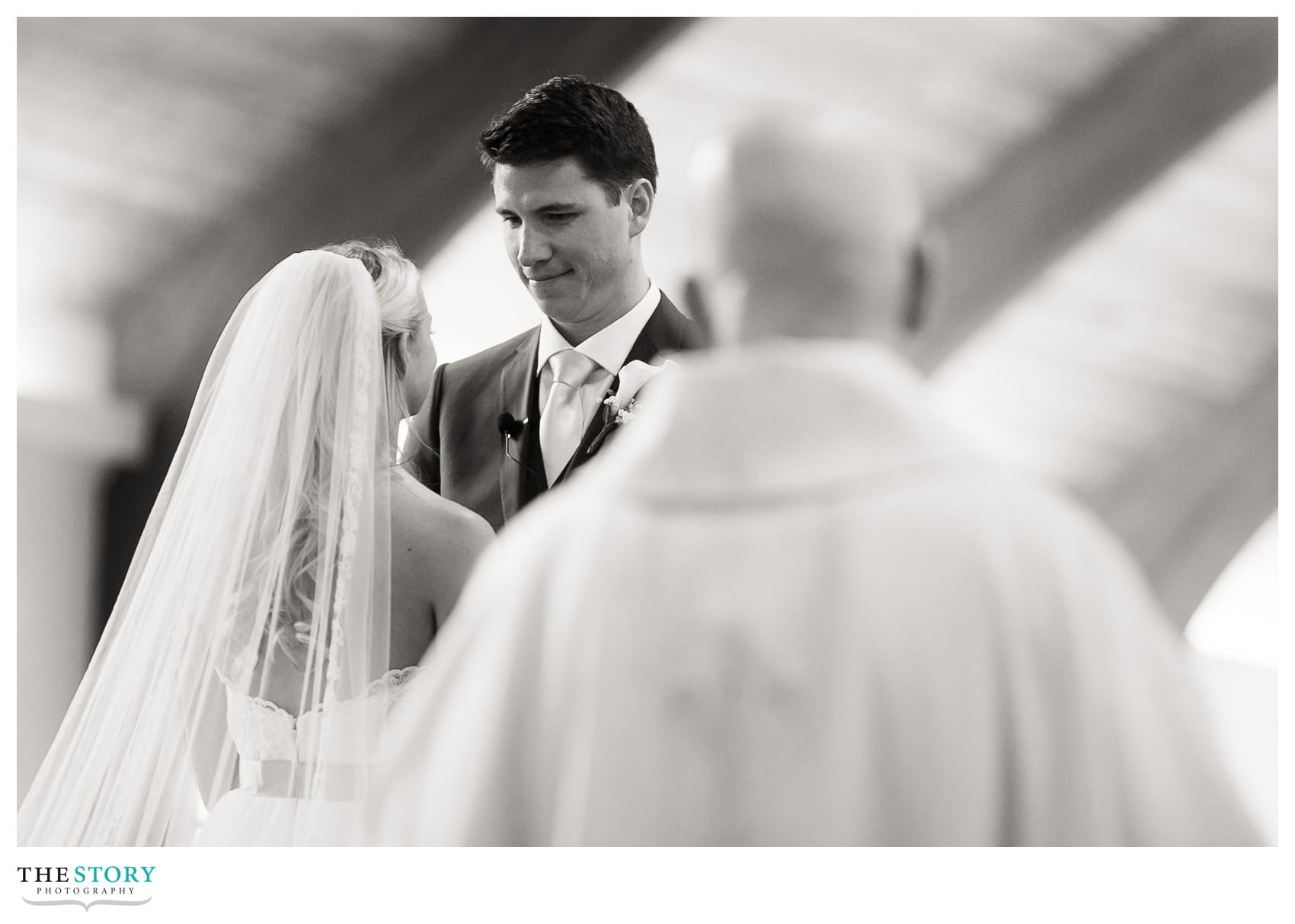bride and groom exchange vows at Cape Cod wedding ceremony