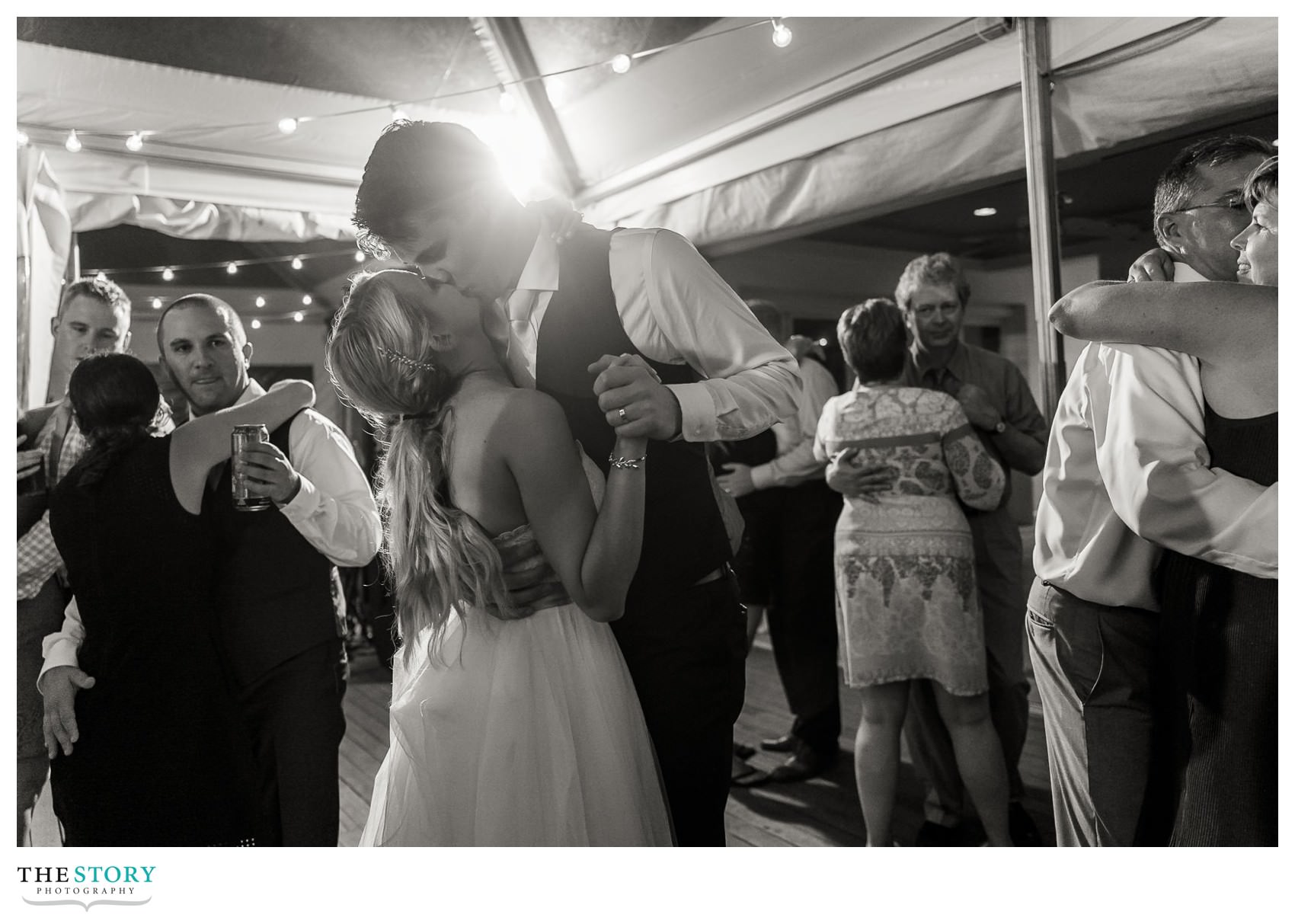 bride and groom enjoy a moment during the reception at CBI, Chatham, MA