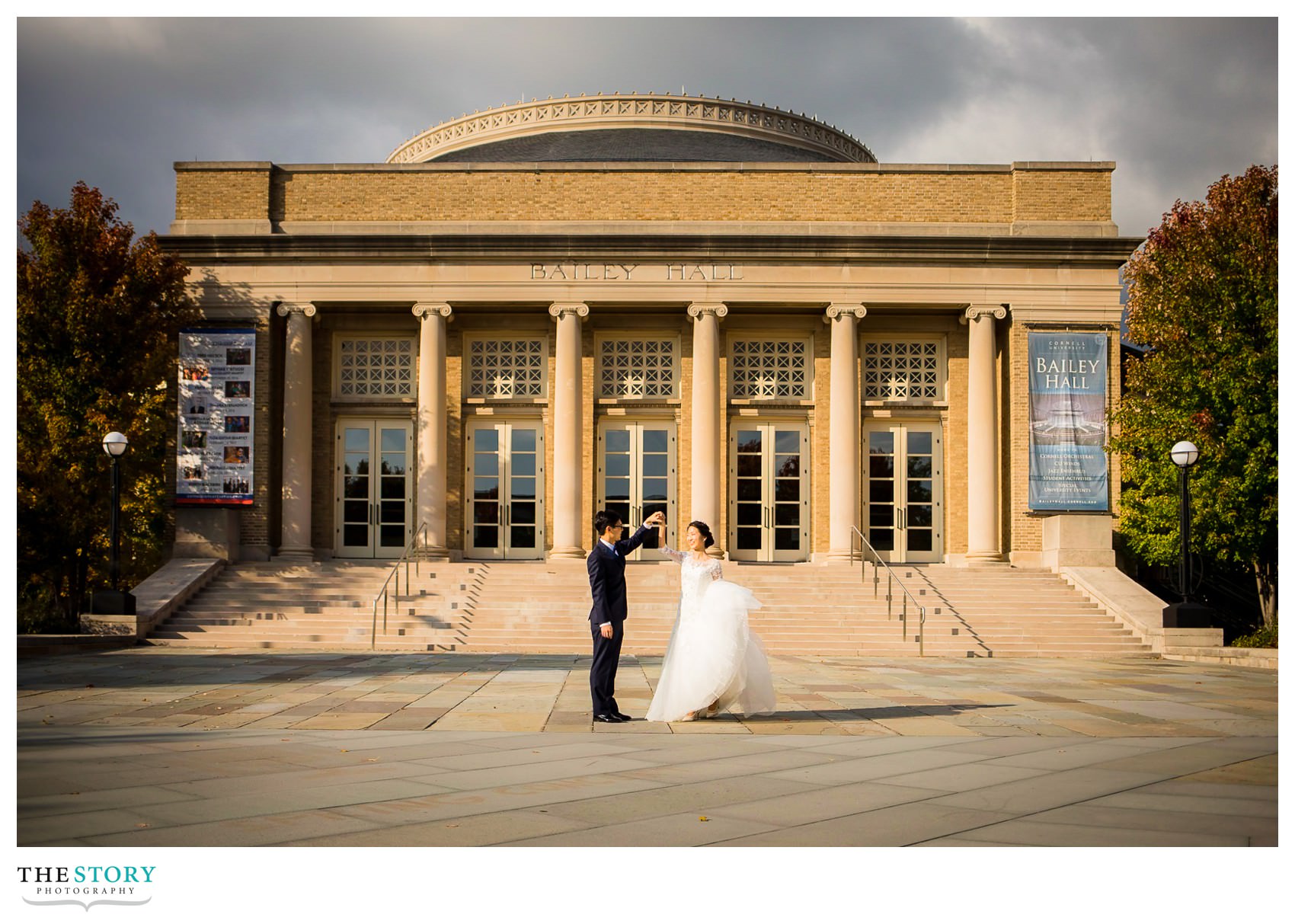 pre-wedding photography at Cornell Bailey Hall