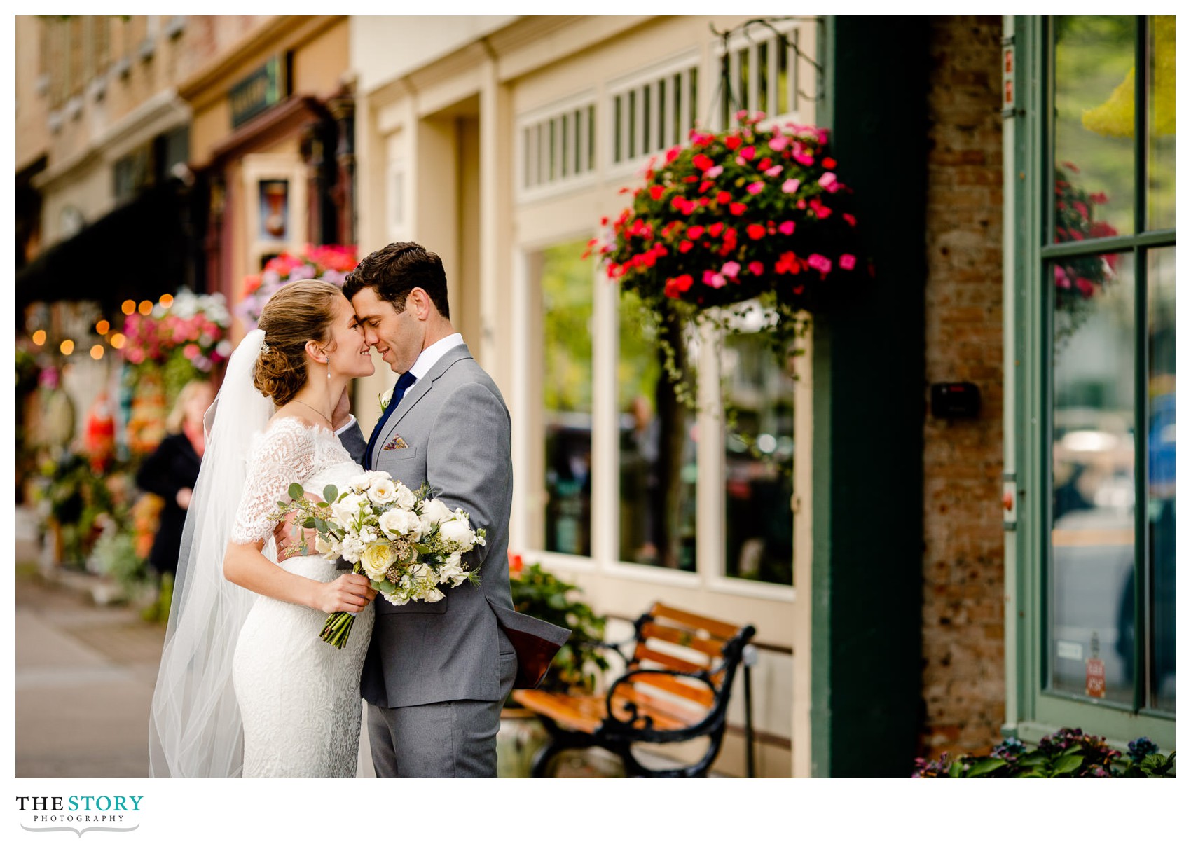 wedding photo on the main street in Skaneateles