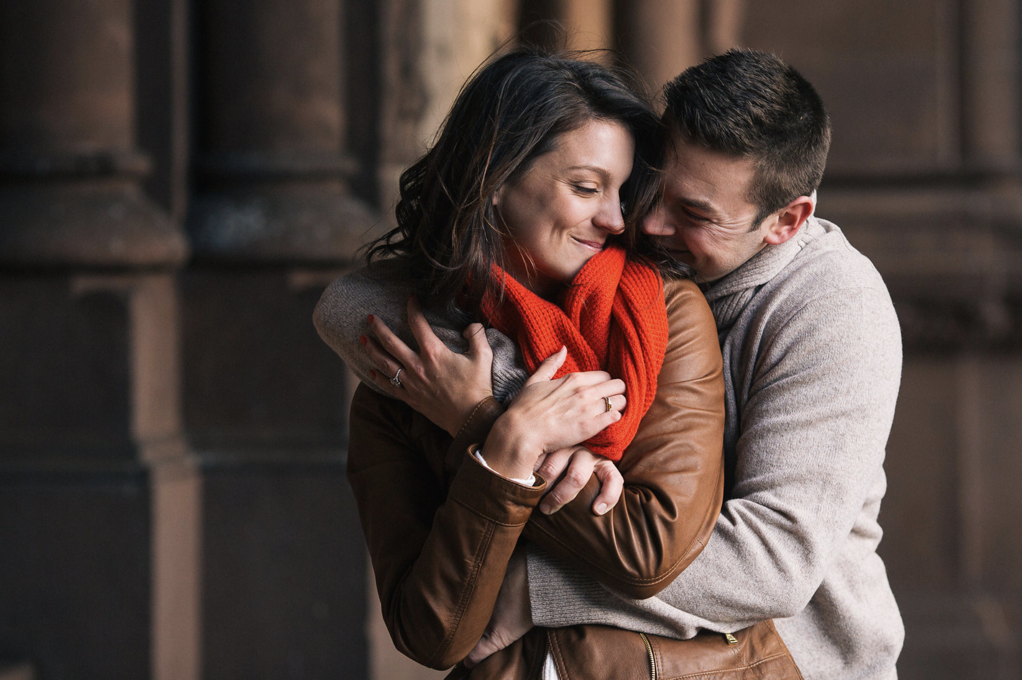 boston engagement photo at Copley Square