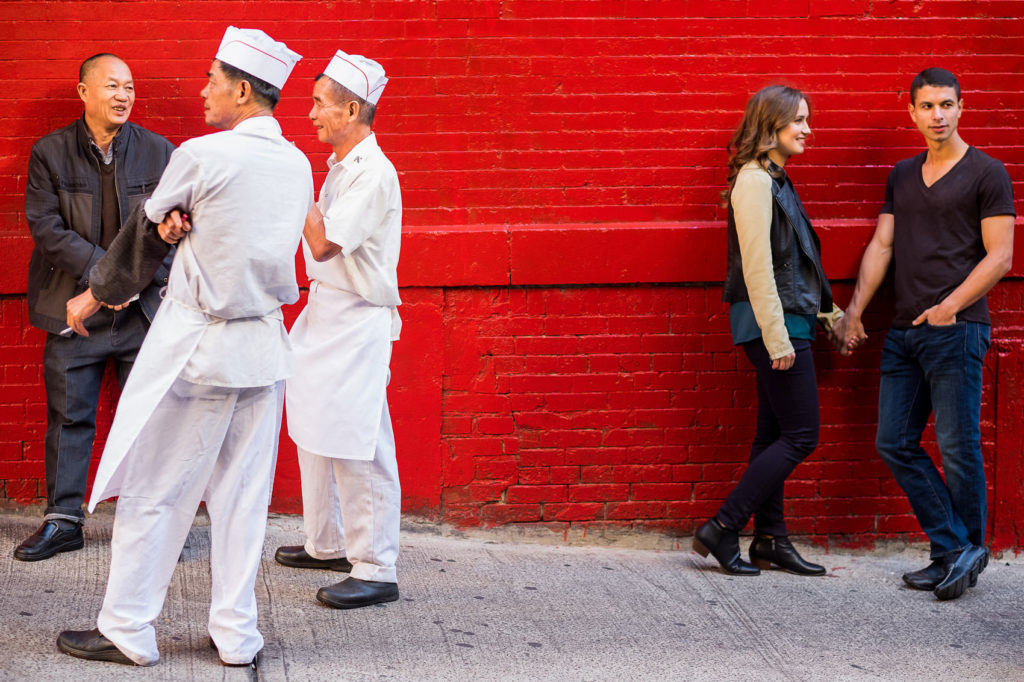 New York City Chinatown engagement photo