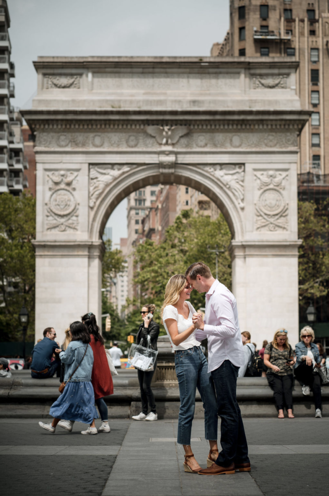 washington square park engagement photo