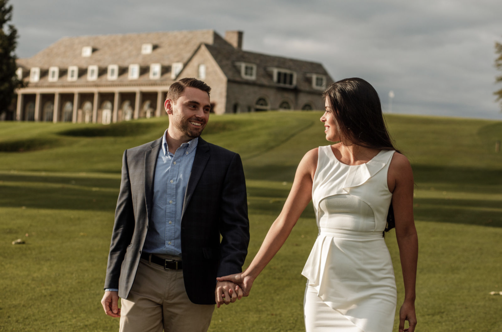 Syracuse engagement photo at Onondaga Country Club