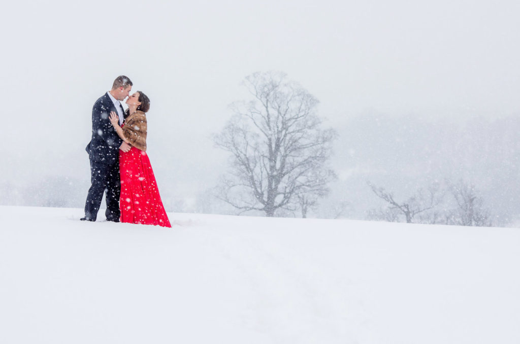 winter engagement photo in Central New York
