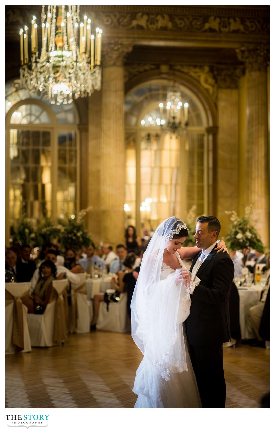 bride and groom first dance at Marriott Syracuse Downtown