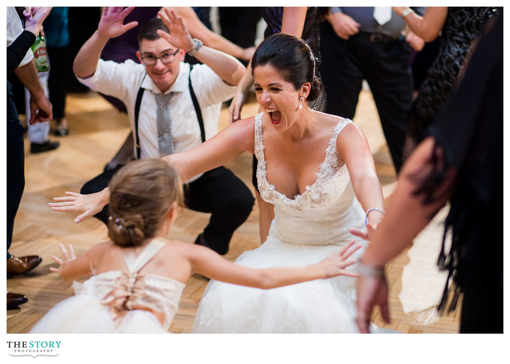 wedding reception fun at Hotel Syracuse ballroom